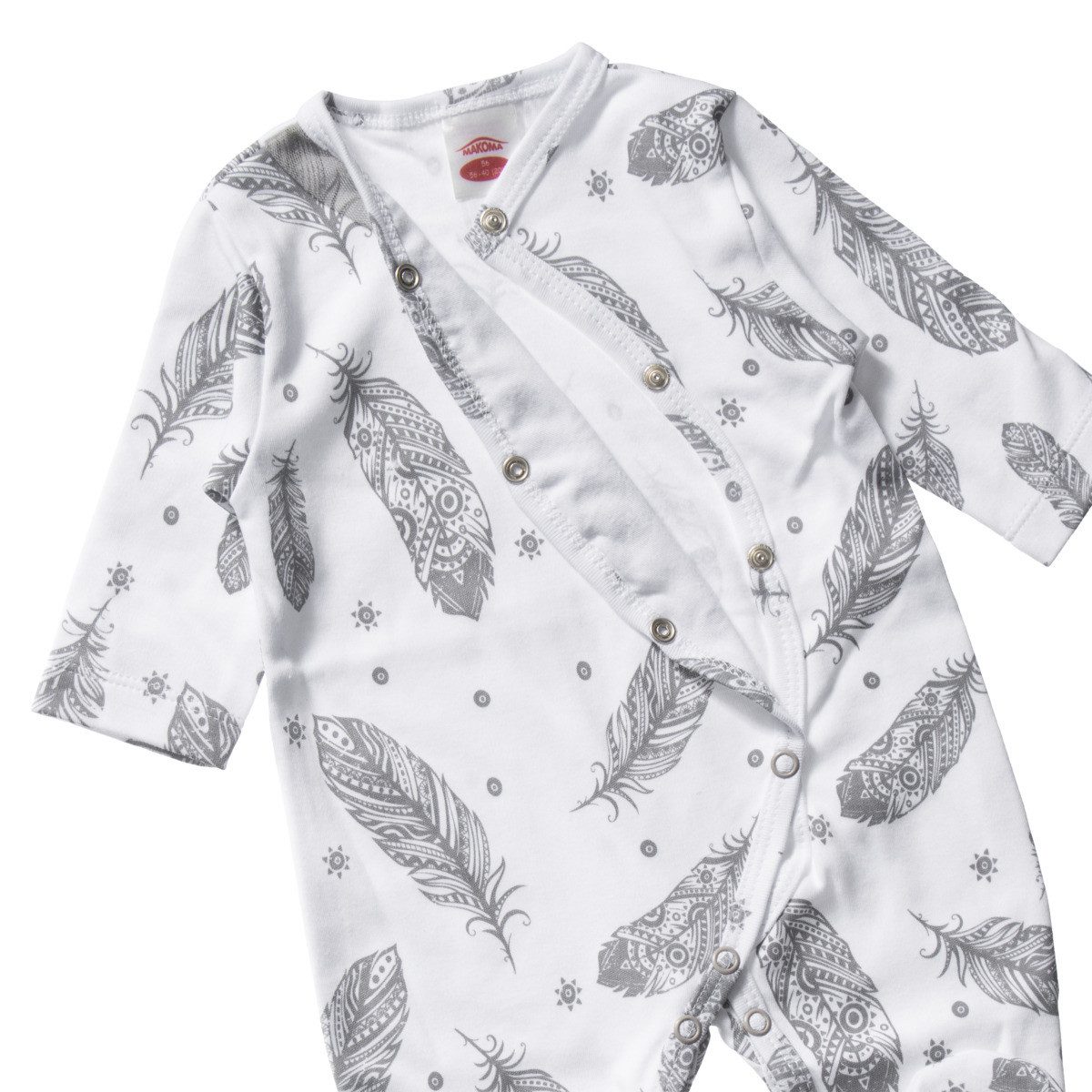 Makoma Strampler Federn Unisex Kinder Einteiler, Overall, Babyanzug, Babyoverall, Babyanzug