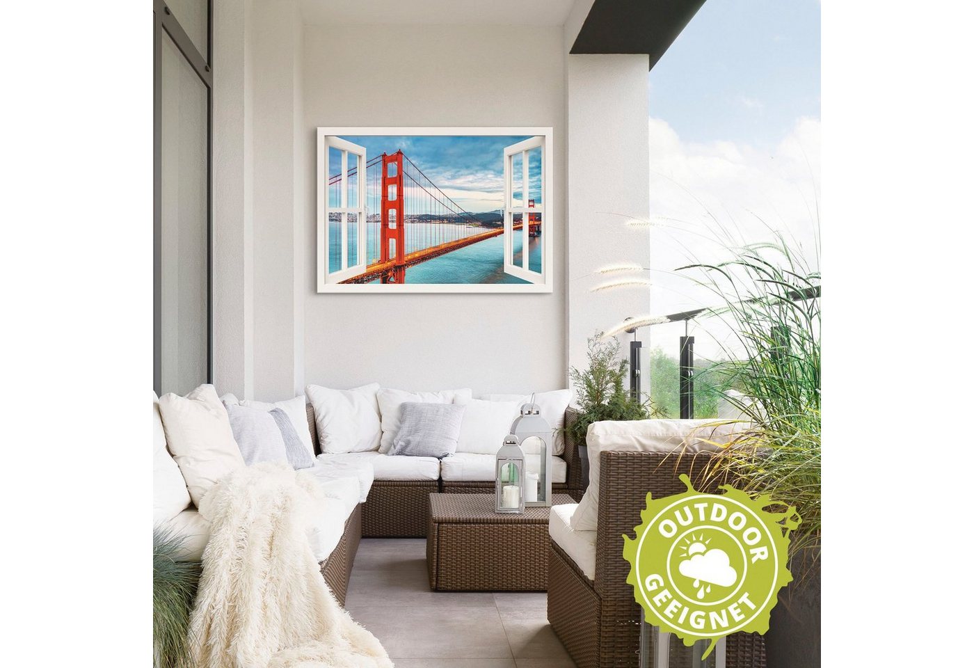 Artland Wandbild »Fensterblick Golden Gate Bridge«, Fensterblick (1 Stück), in vielen Größen & Produktarten - Alubild / Outdoorbild für den Außenbereich, Leinwandbild, Poster, Wandaufkleber / Wandtattoo auch für Badezimmer geeignet-kaufen