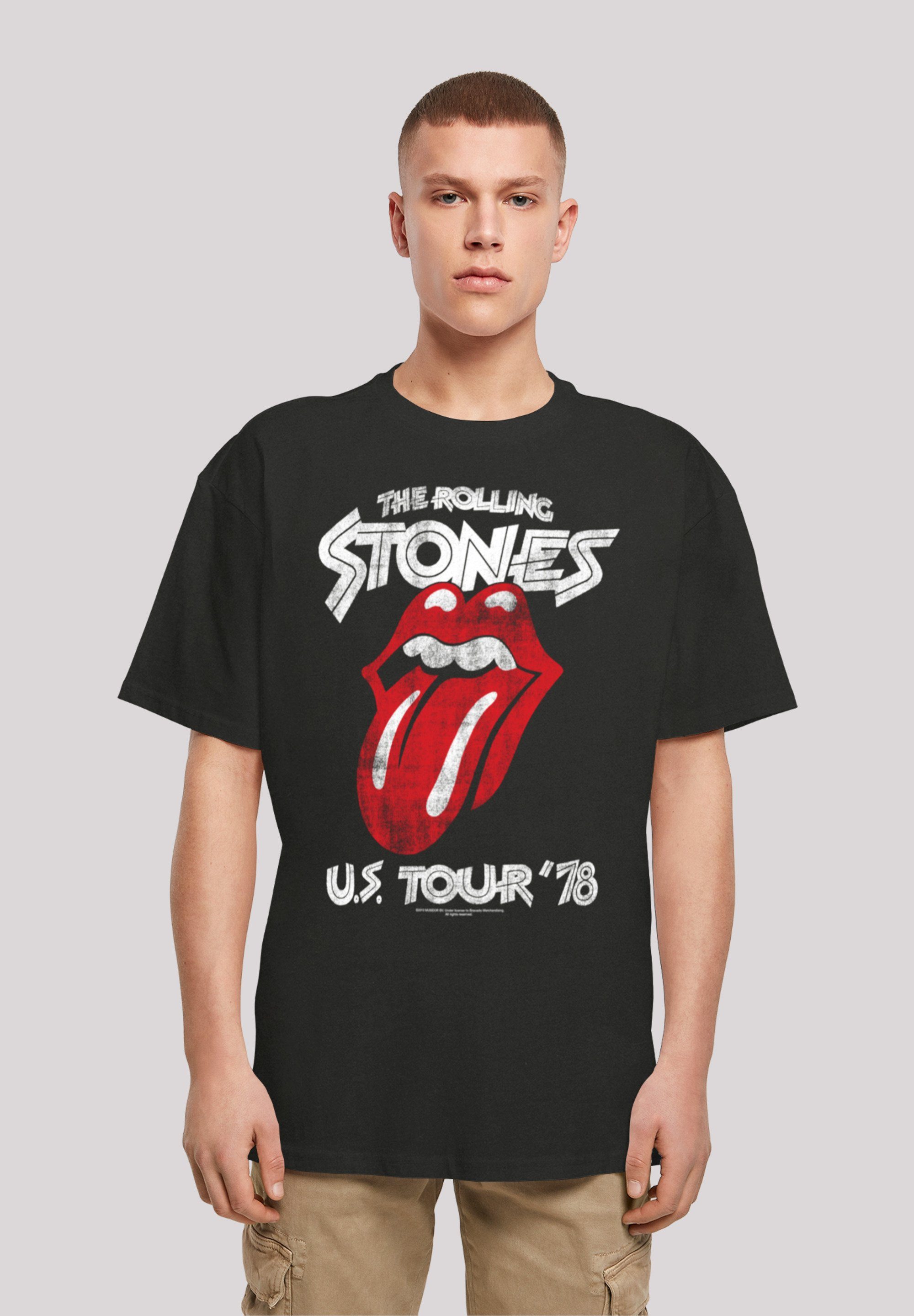 F4NT4STIC T-Shirt The Rolling Stones Rock Band US Tour '78 Front Print schwarz