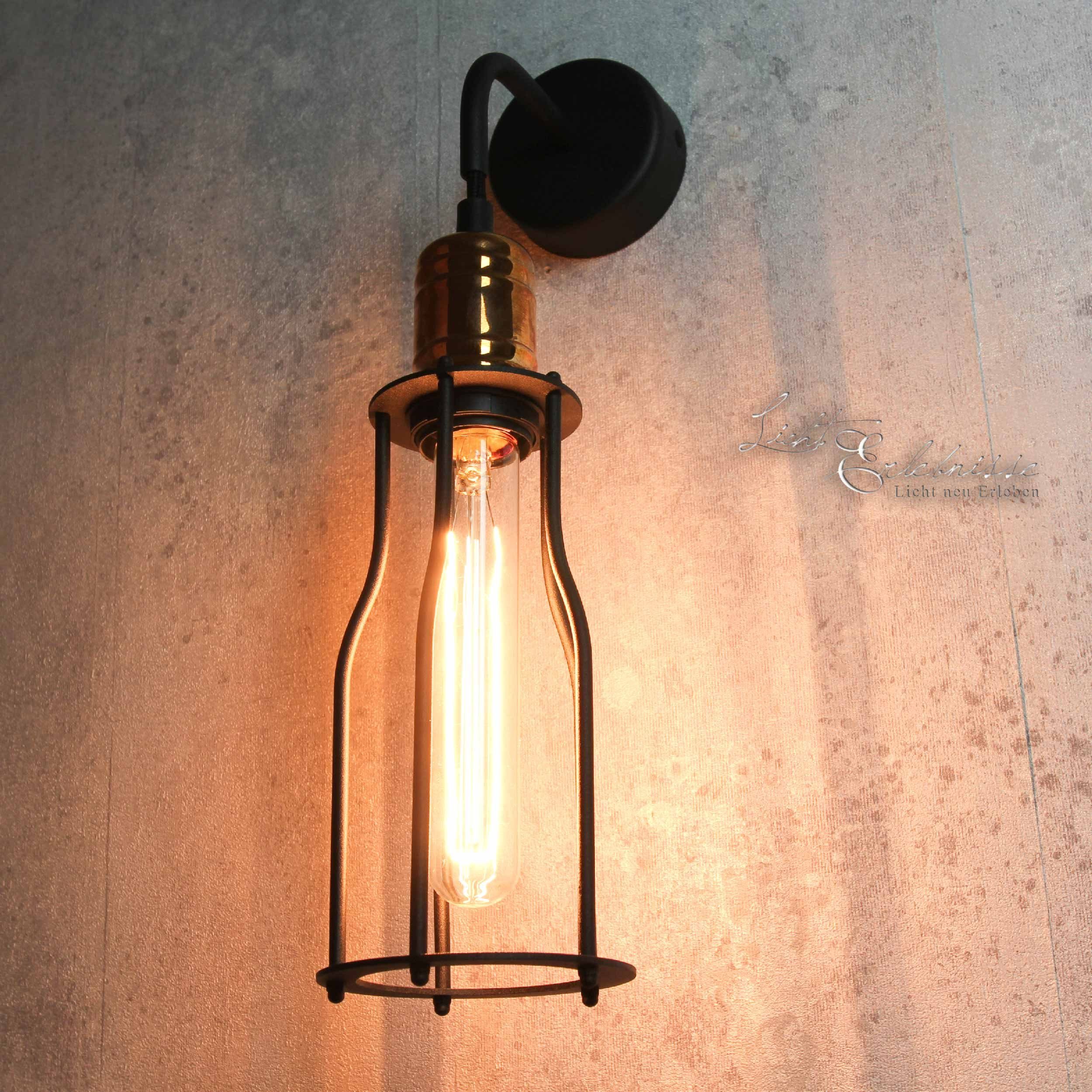 Licht-Erlebnisse Wandleuchte WORKSHOP, ohne Leuchtmittel, Wandlampe Schwarz Kupfer Industrie vintage Steam Punk Wohnzimmer Lampe
