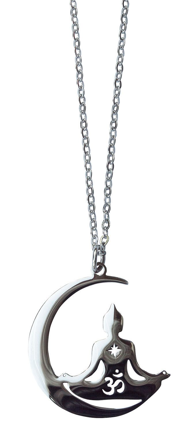 Kette mit Anhänger Halskette "Buddha Moon" Edelstahl 3cm mit 50cm Edelstahlkette