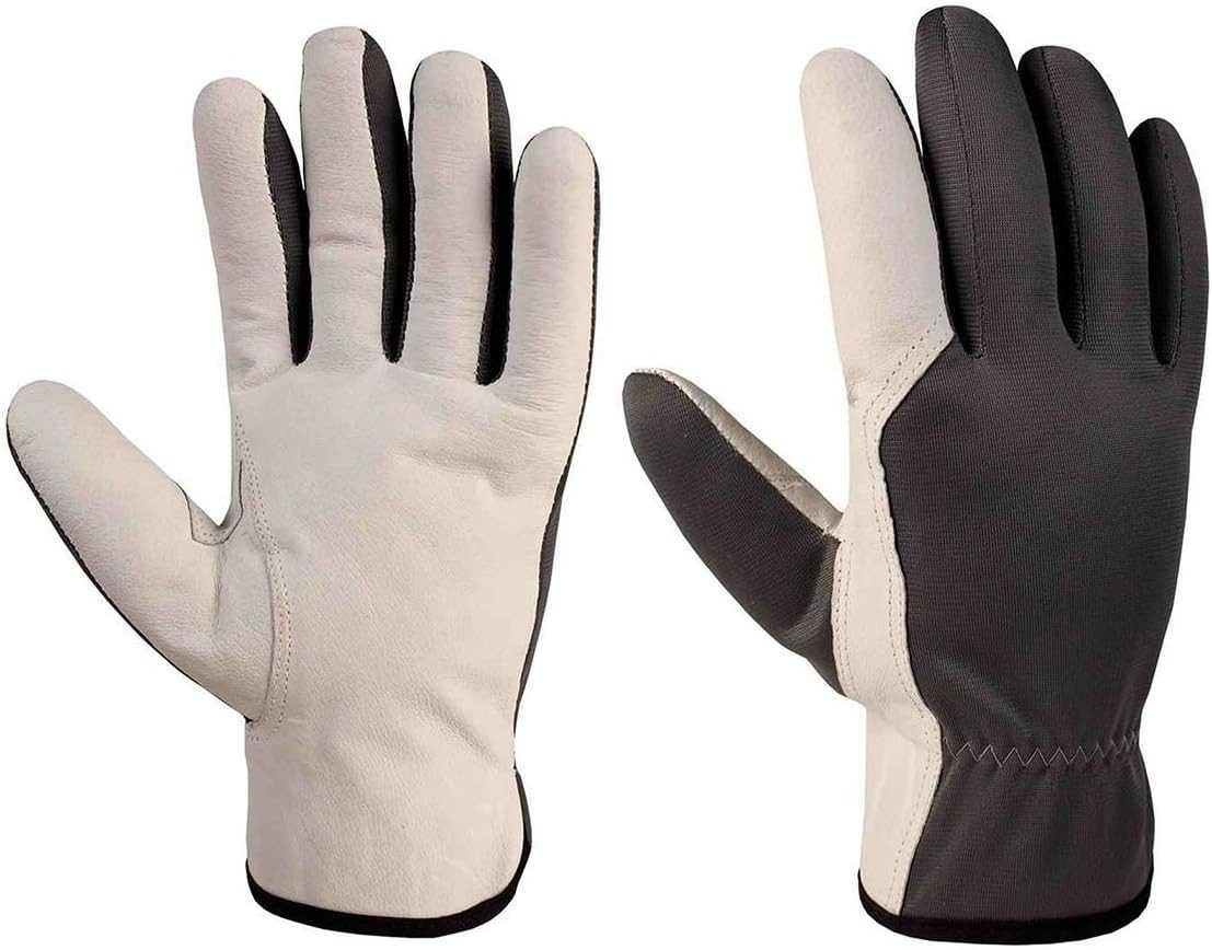 Arbeitshandschuhe Arbeitshandschuhe in Schwarz/Weiß mit Leder-Verstärkung XXL / Gr 11