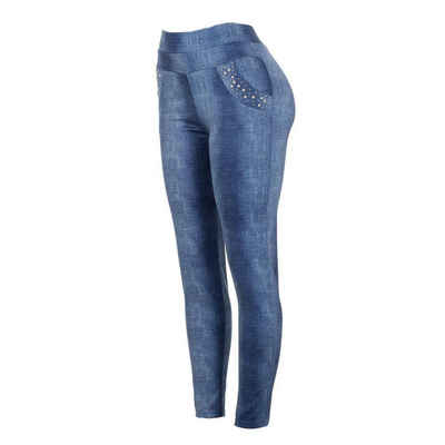 Ital-Design Leggings Damen Freizeit Джинсиstoff Stretch Джегінси in Blau