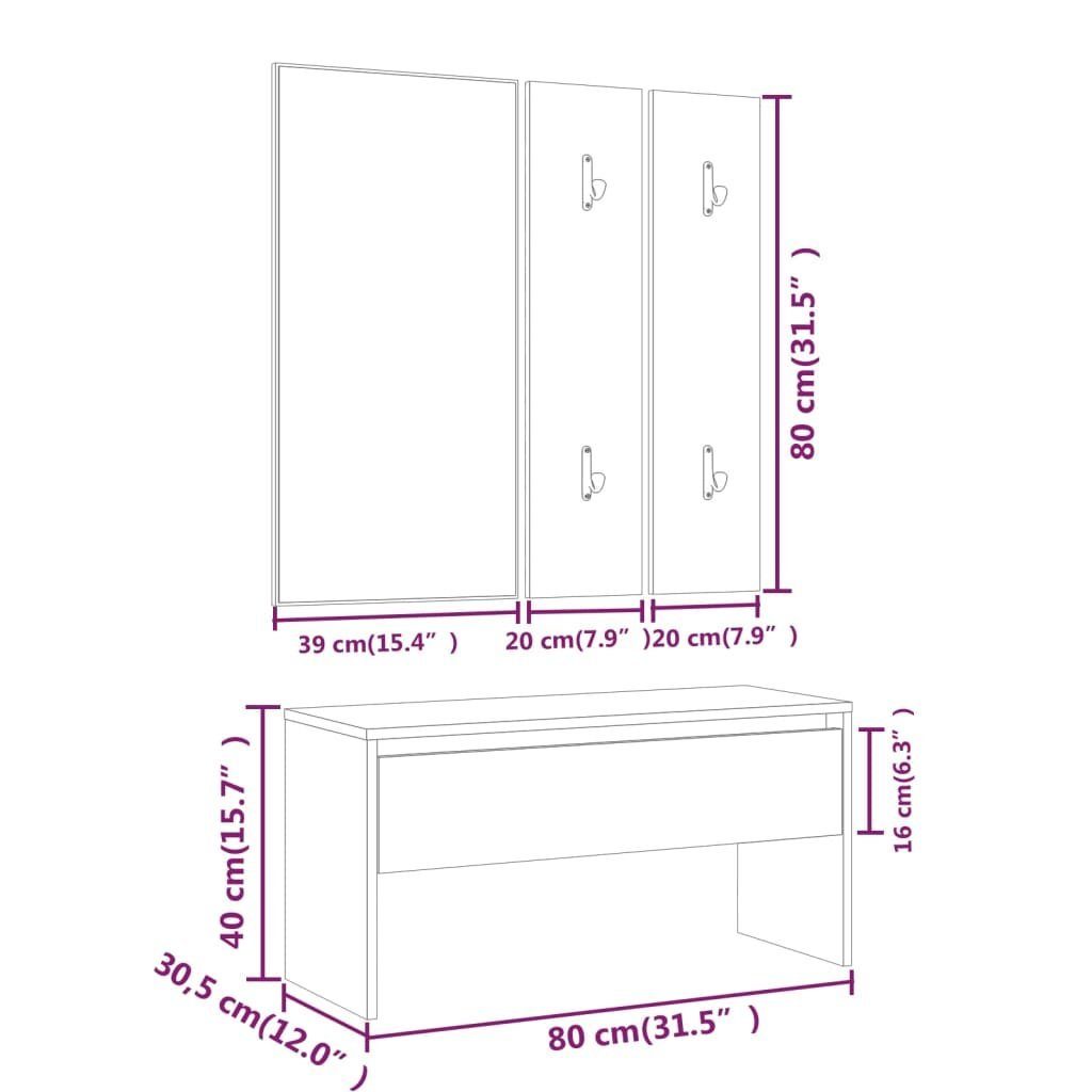 vidaXL Sonoma Kleiderschrank Sonoma-Eiche Eiche (1-St) Flurmöbel-Set Holzwerkstoff