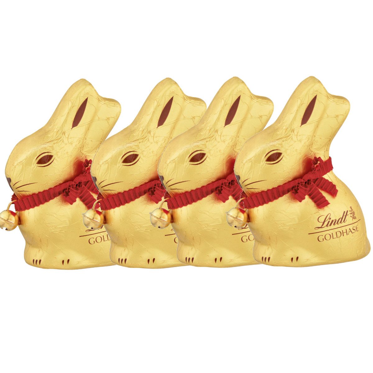 LINDT Schokolade, Lindt Goldhase Hohlfigur Alpenvollmilch Schokolade Ostern 50g 4er Pack