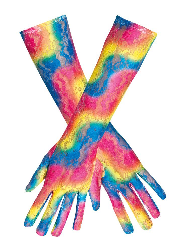Kostüm Spitzen Handschuhe Lang - Rainbow