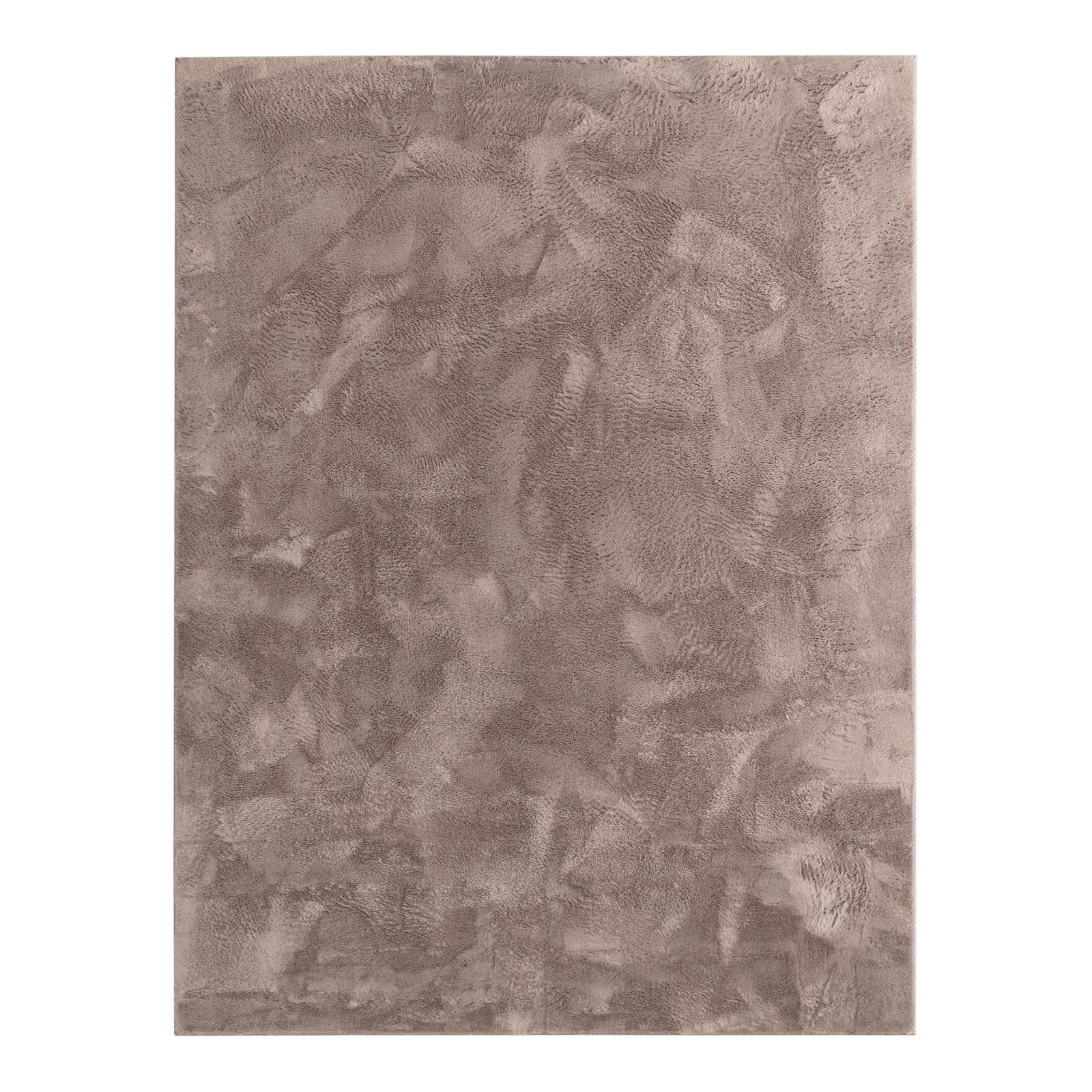 TaCa Home Teppich Flauschiges Hasenfell Imitat, rechteckig, Höhe: 14 mm, Wohnzimmer Schlafzimmer Esszimmer Kinderzimmer, Taupe - 60 x 90 cm