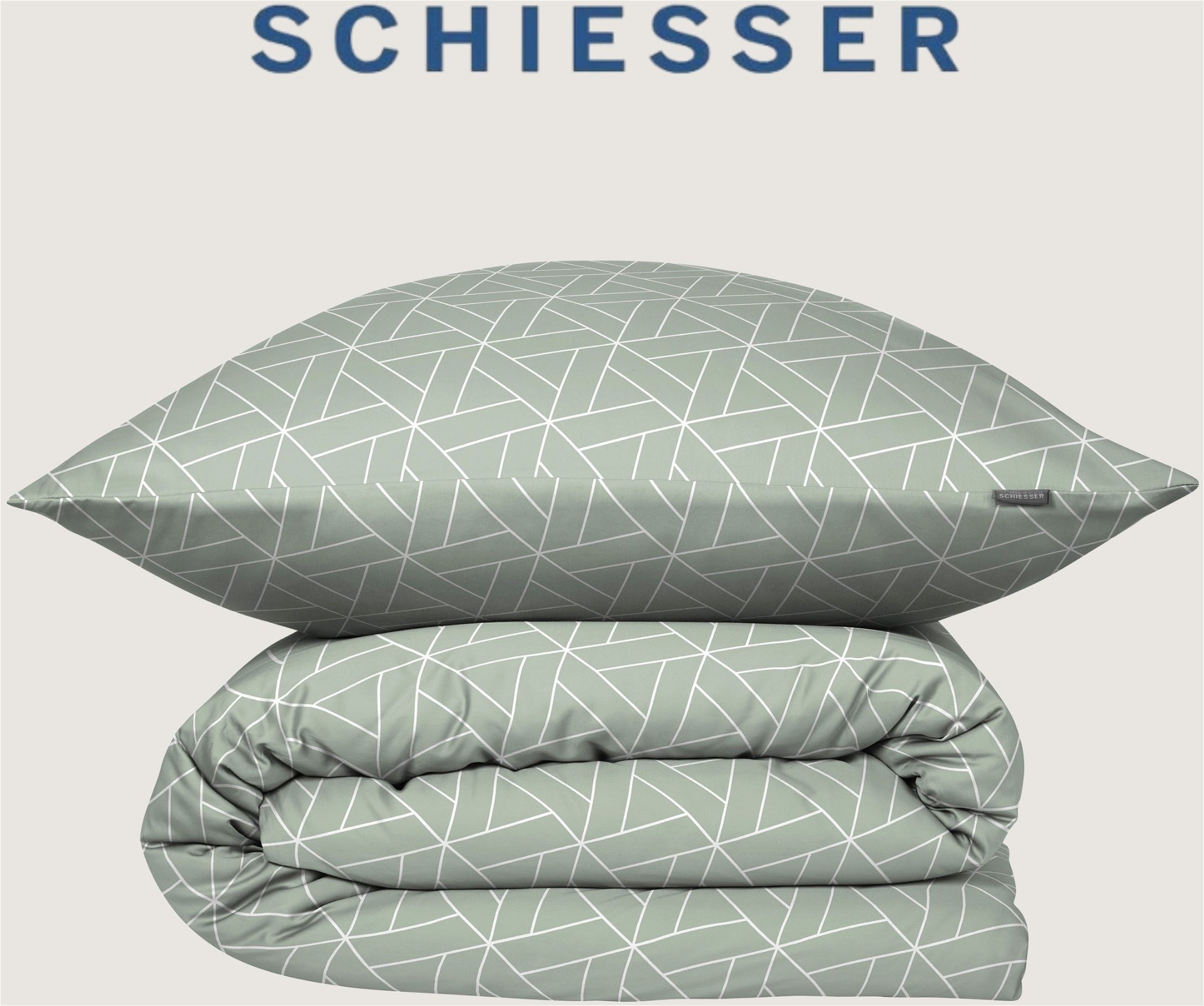 Schiesser Bettwäsche Tris aus weicher Baumwolle mit grafischem Muster, Renforcé, 2 teilig, MADE IN GREEN by OEKO-TEX®