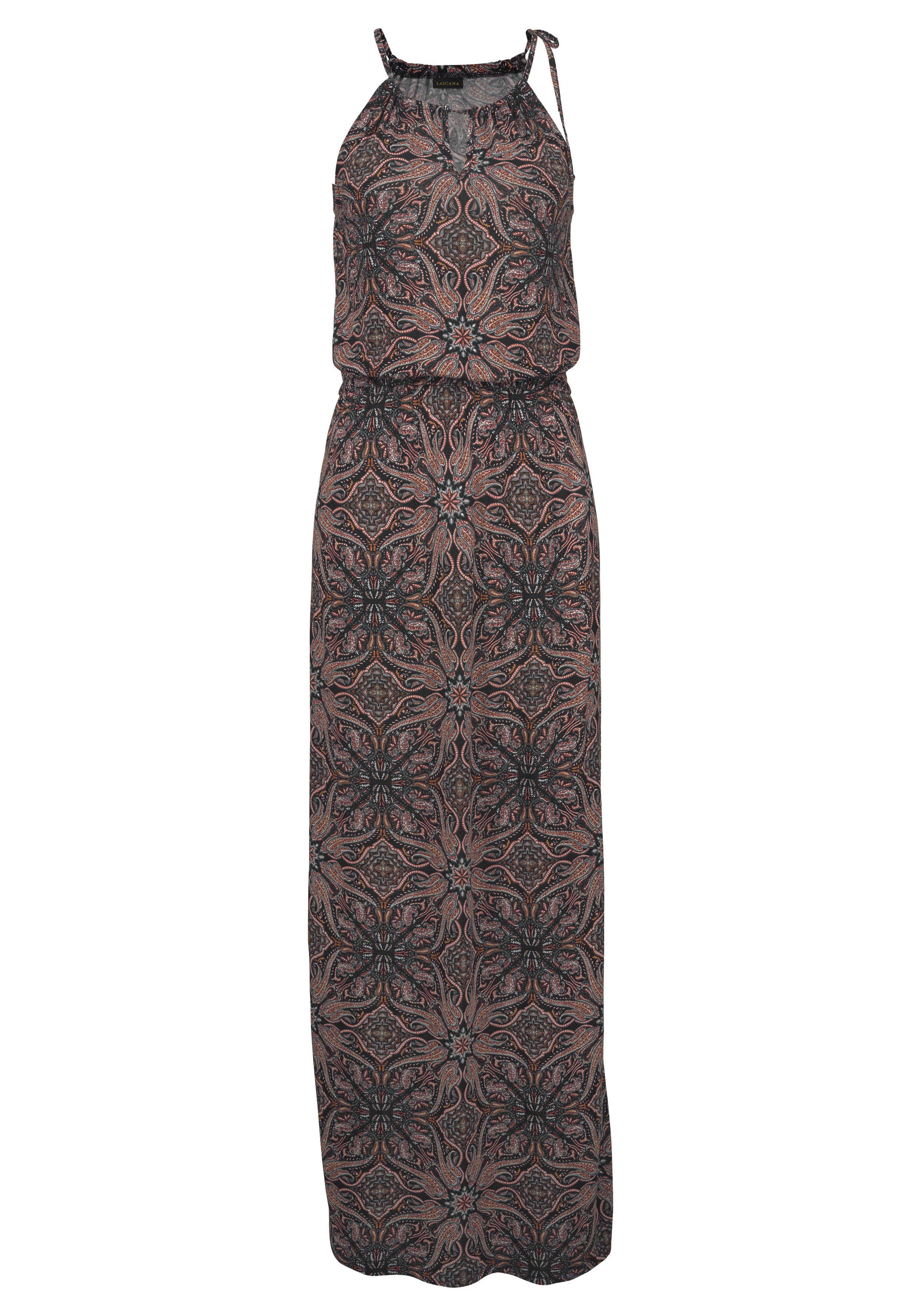 LASCANA Maxikleid mit modischem Ausschnitt im Alloverdruck, Sommerkleid, St günstig online kaufen