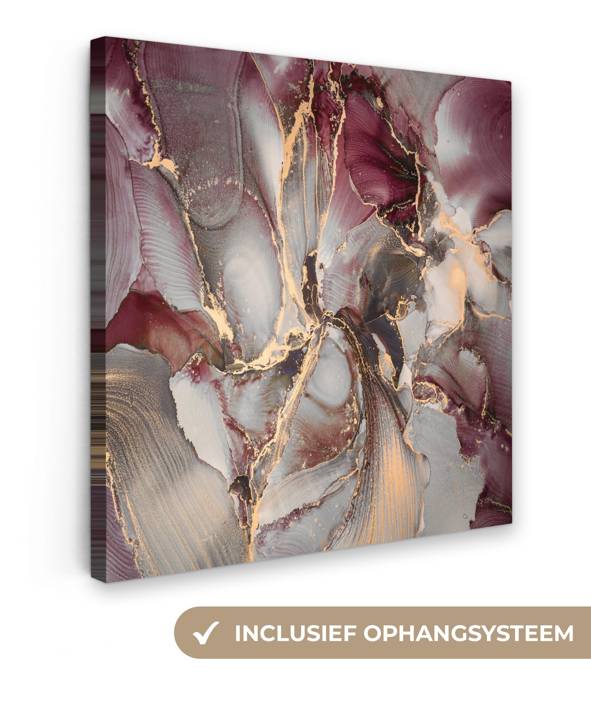 OneMillionCanvasses® Leinwandbild Gold - Marmor - Lila, Fotodruck (1 St), Wandbild, Deko Schlafzimmer Wohnzimmer Flur 20x20 cm