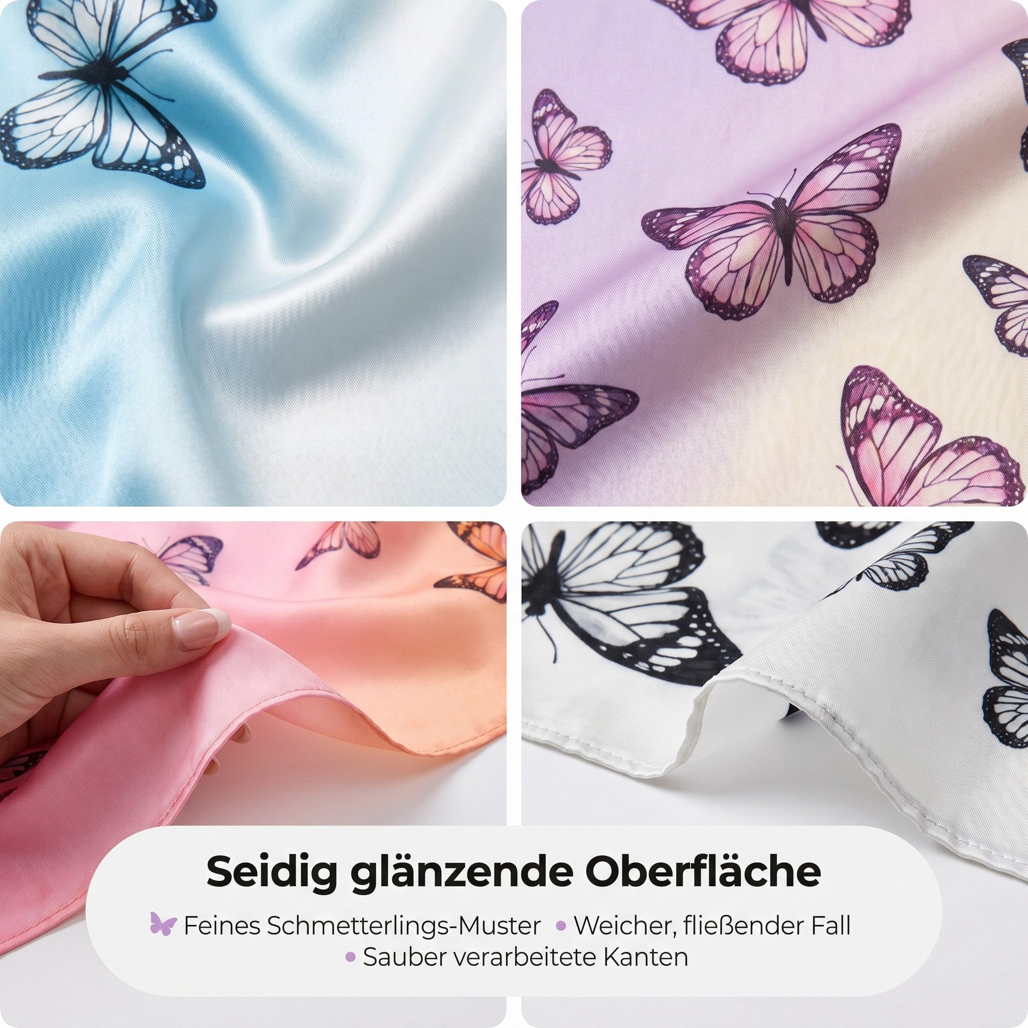 LK Trend & Style Modetuch Quadratisches Tuch 70x70 Seideneffekt, (Hochwertiges Muttertag Geschenk), Seidenoptik, leicht, weich und fließend