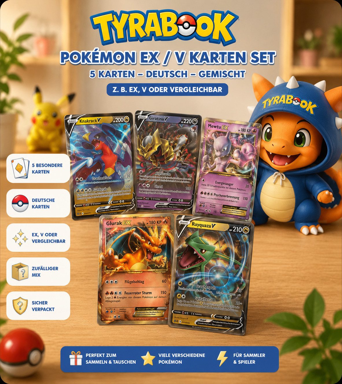 The Pokémon Company Sammelkarte Pokémon Karten Deutsch – Reverse Holo, EX, Booster & Bulk