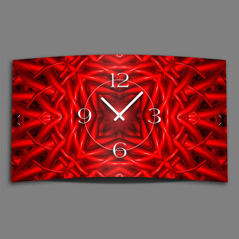 dixtime Wanduhr Abstrakt rot Designer Wanduhr modernes Wanduhren Design leise kein (Einzigartige 3D-Optik aus 4mm Alu-Dibond)