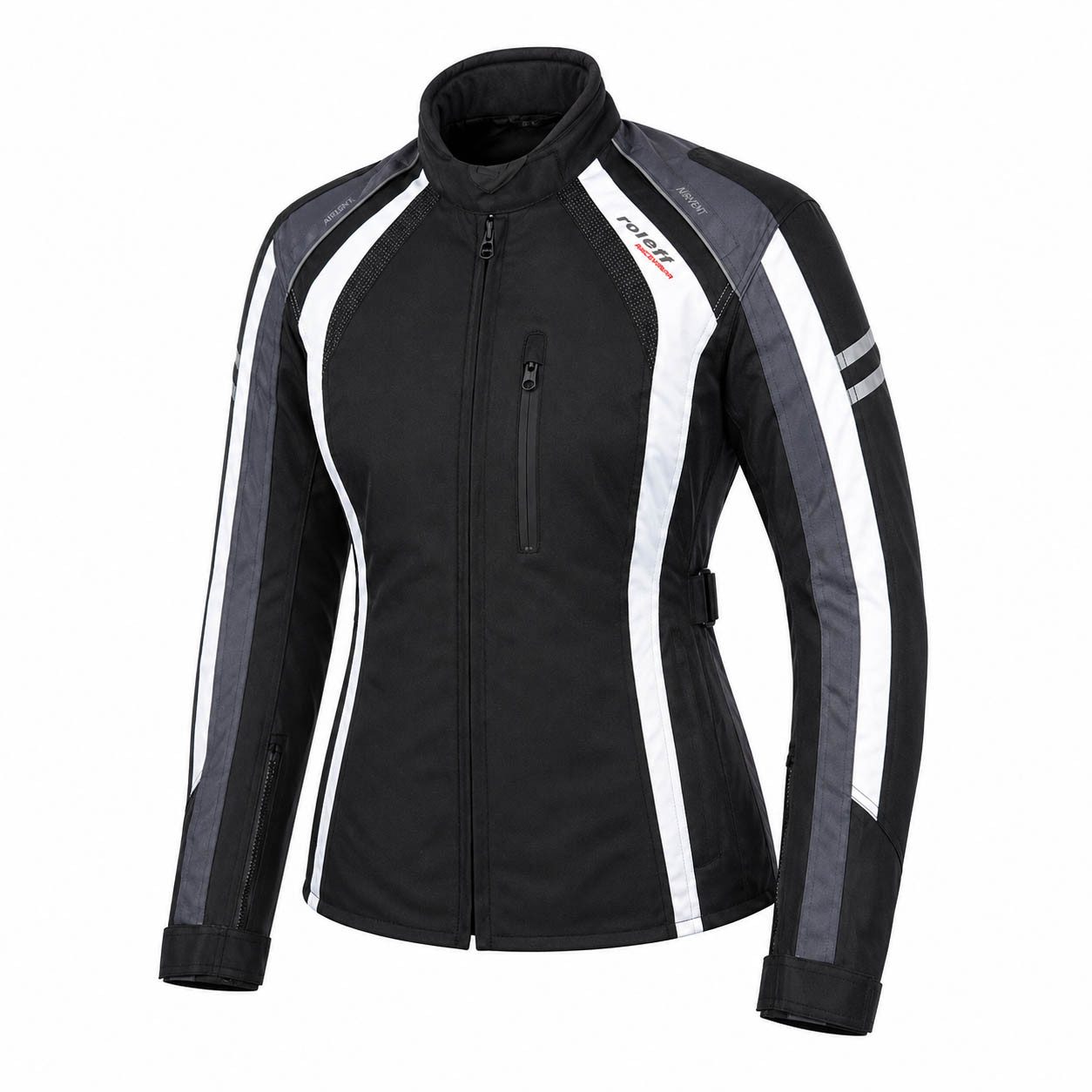roleff Motorradjacke DAMEN RO980 schwarz-weiß-grau, atmungsaktiv, wasserdicht, Protektoren auch in großen Größen und anderen Farben erhältlich