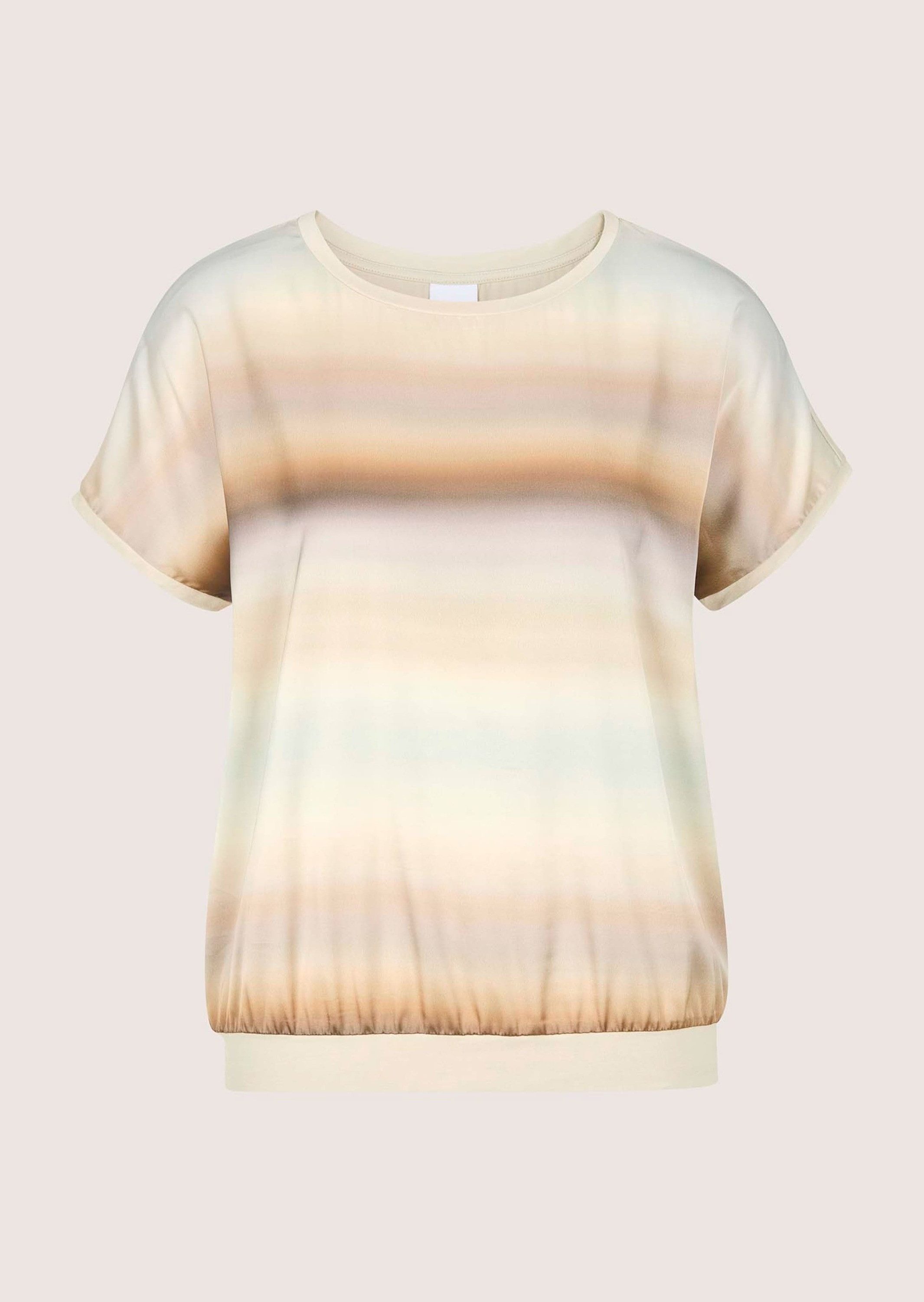 MADELEINE Kurzarmshirt Elegantes Blusenshirt mit Streifenmuster Seidenshirt mit Rundhals, überschnittenen Schultern und ohne Arm