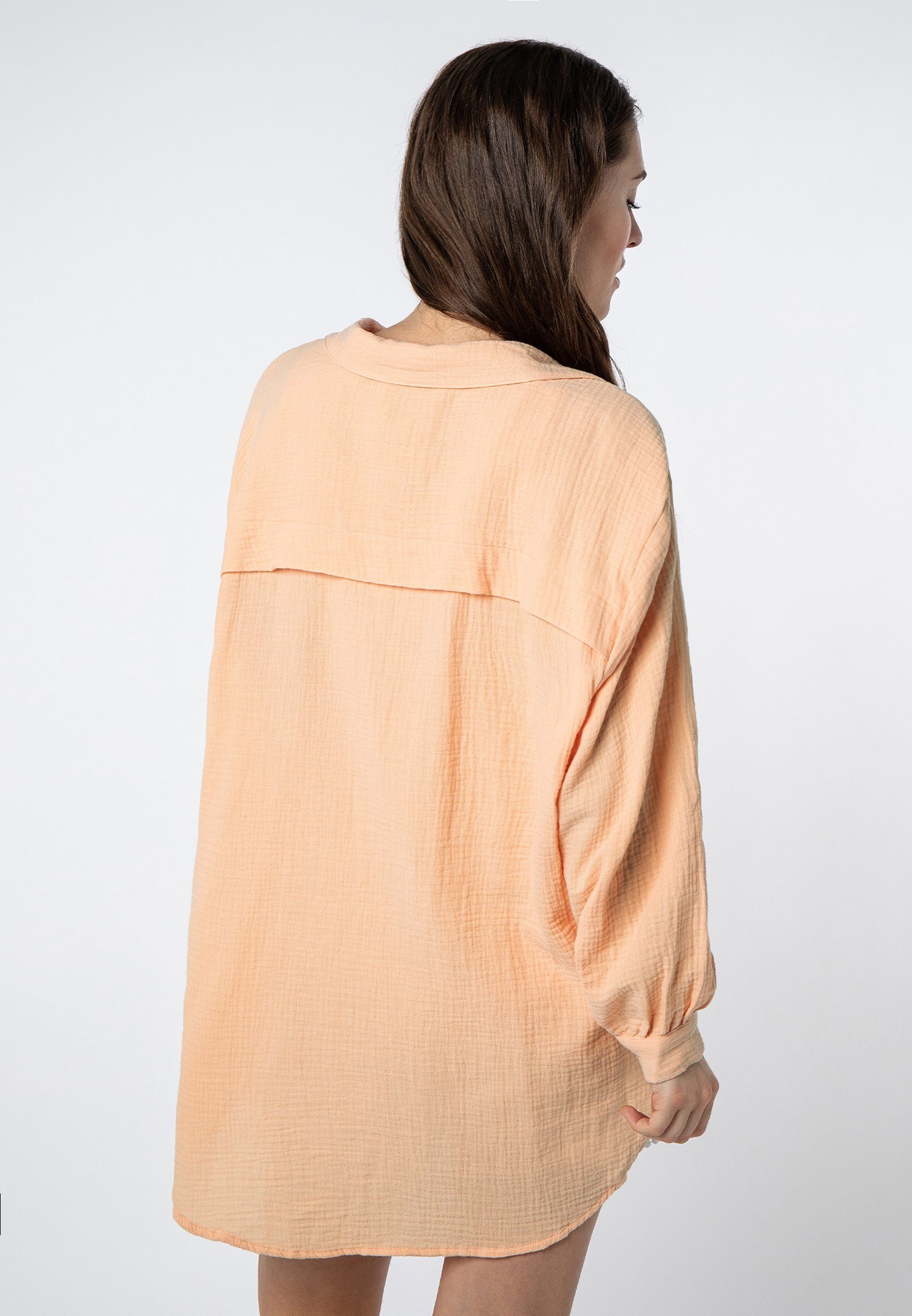 SUBLEVEL Langarmbluse Damen Musselinbluse langarm mit Kentkragen Oversizebluse aus Baumwolle