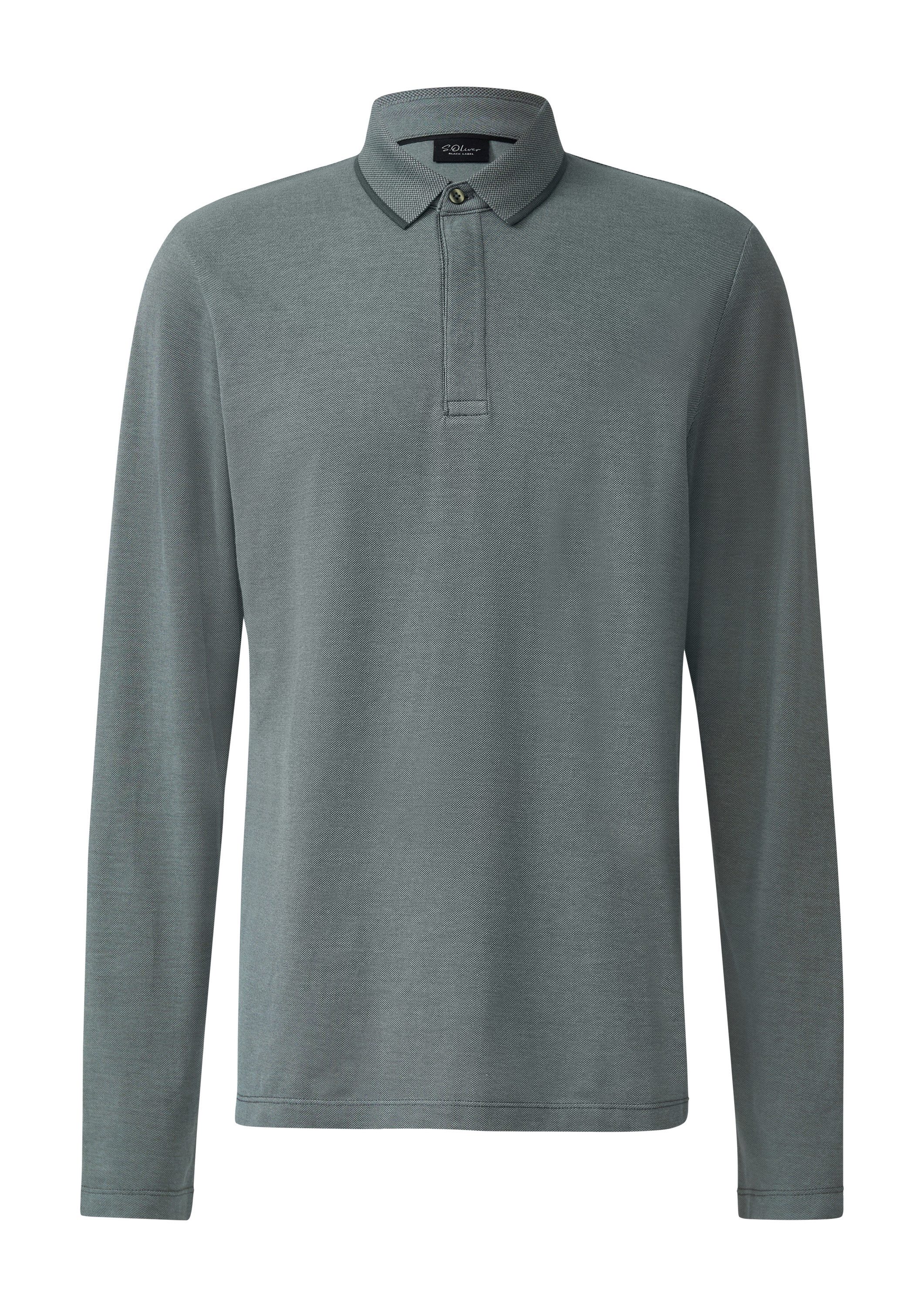 s.Oliver Langarmshirt Polo-Shirt Langärmeliges Poloshirt aus Bicolor-Piqué günstig online kaufen