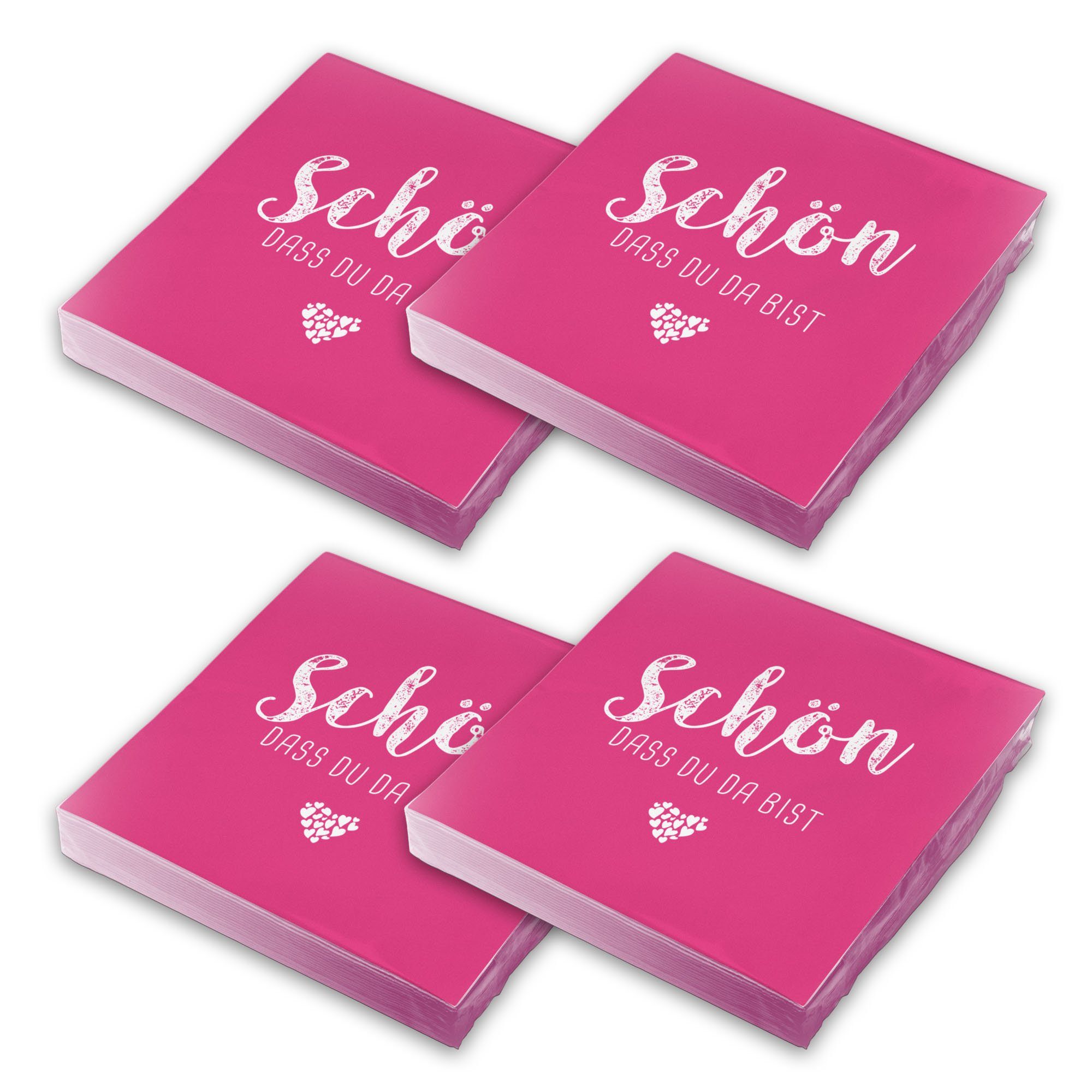 itenga Papierserviette itenga 80x Serviette Schön dass du da bist fuchsia pink (Pantone 226 U