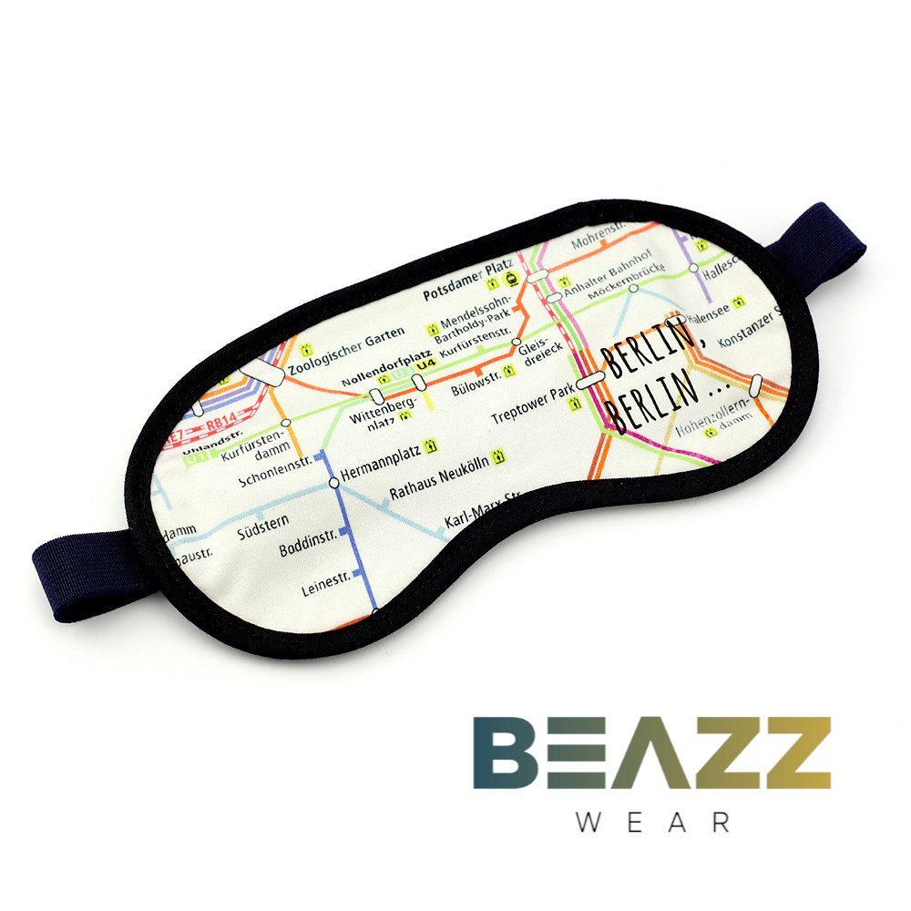 BEAZZ Schlafmaske Schlafmaske, Augenmaske, Schlafbrille - U-Bahn Berlin1, Bequem - Perfekte Abdunklung, 1-tlg., HANDMADE IN GERMANY