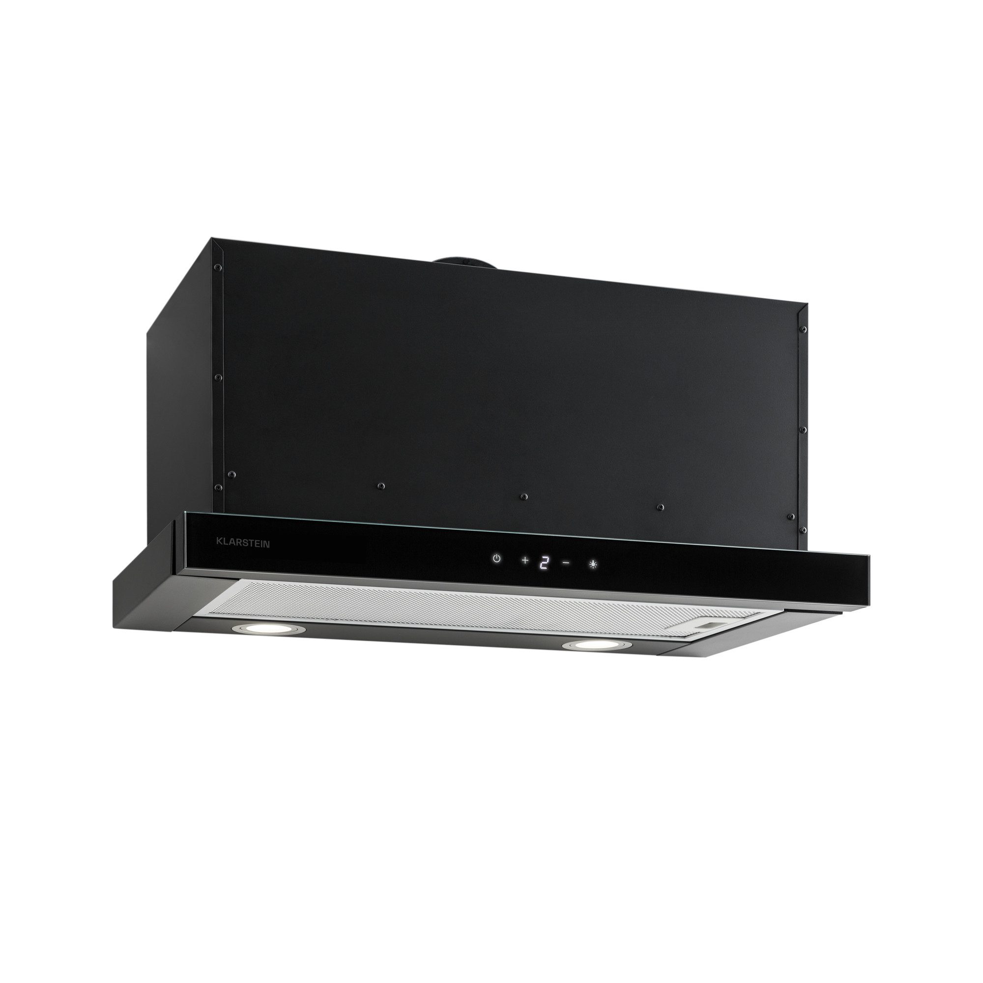 Klarstein Deckenhaube Vinea Serie Vinea Unterbau-Dunstabzug Flachschirm 60 cm 610 m³/h 3 Stufen schwarz Vinea, Unterbauhaube Einbauhaube 60 cm mit Halogen 3 Geschwindigkeiten