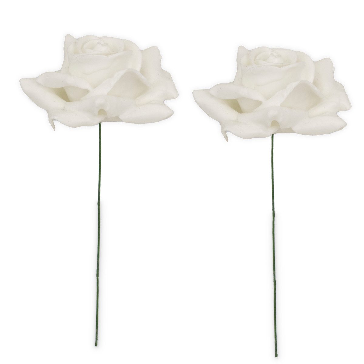 matches21 HOME & HOBBY Bilderrahmen Wachsrosen mit Stiel als Kunstrosen Rosen-Blüten in weiß, (2 St), 2 künstliche Wachs-Blüten Textil-Rosen Blumengestecke Deko-Rosen