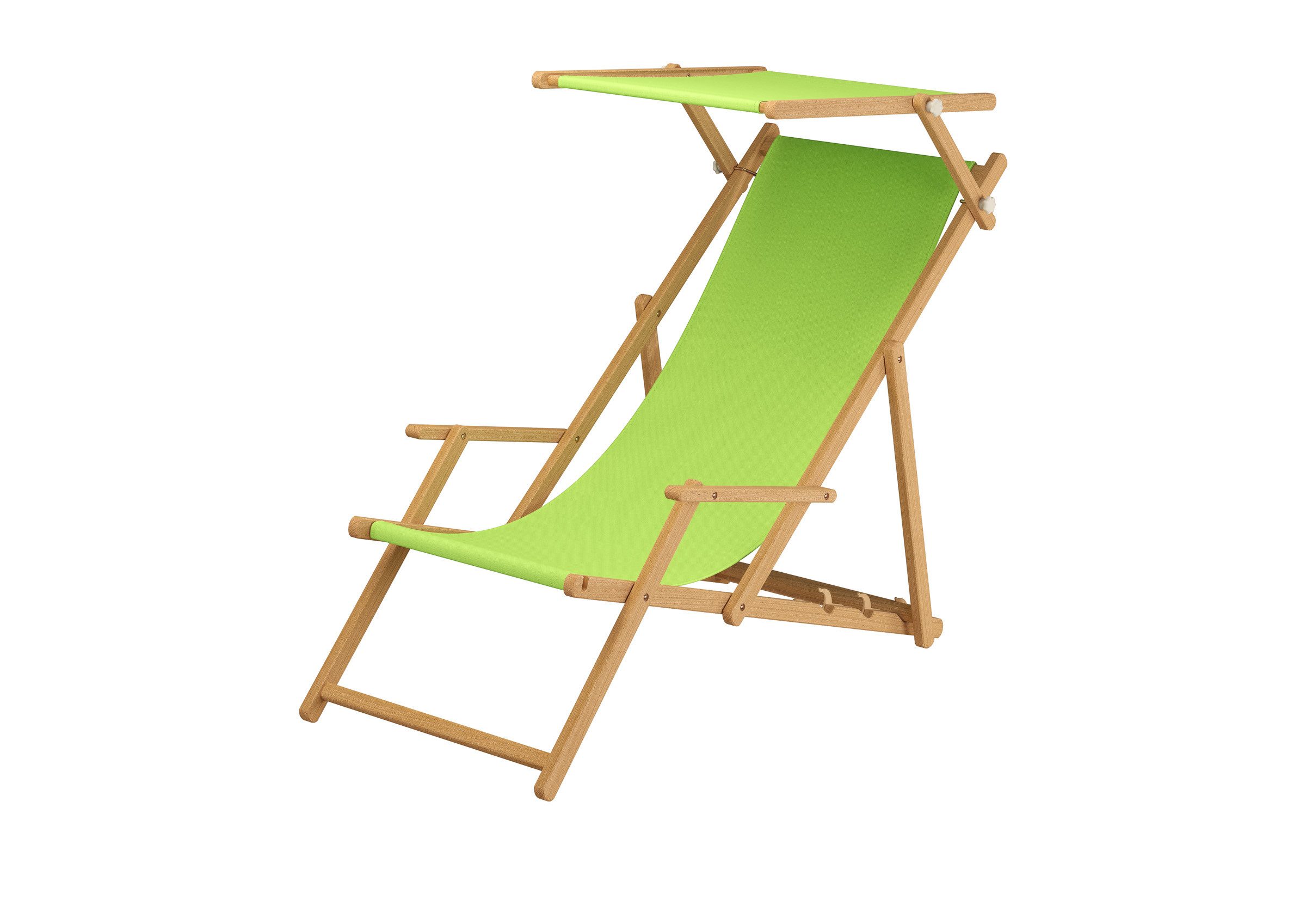 Gartenliege Holz-Liegestuhl Natur Strandholzstuhl Stofffarbe Pistazie