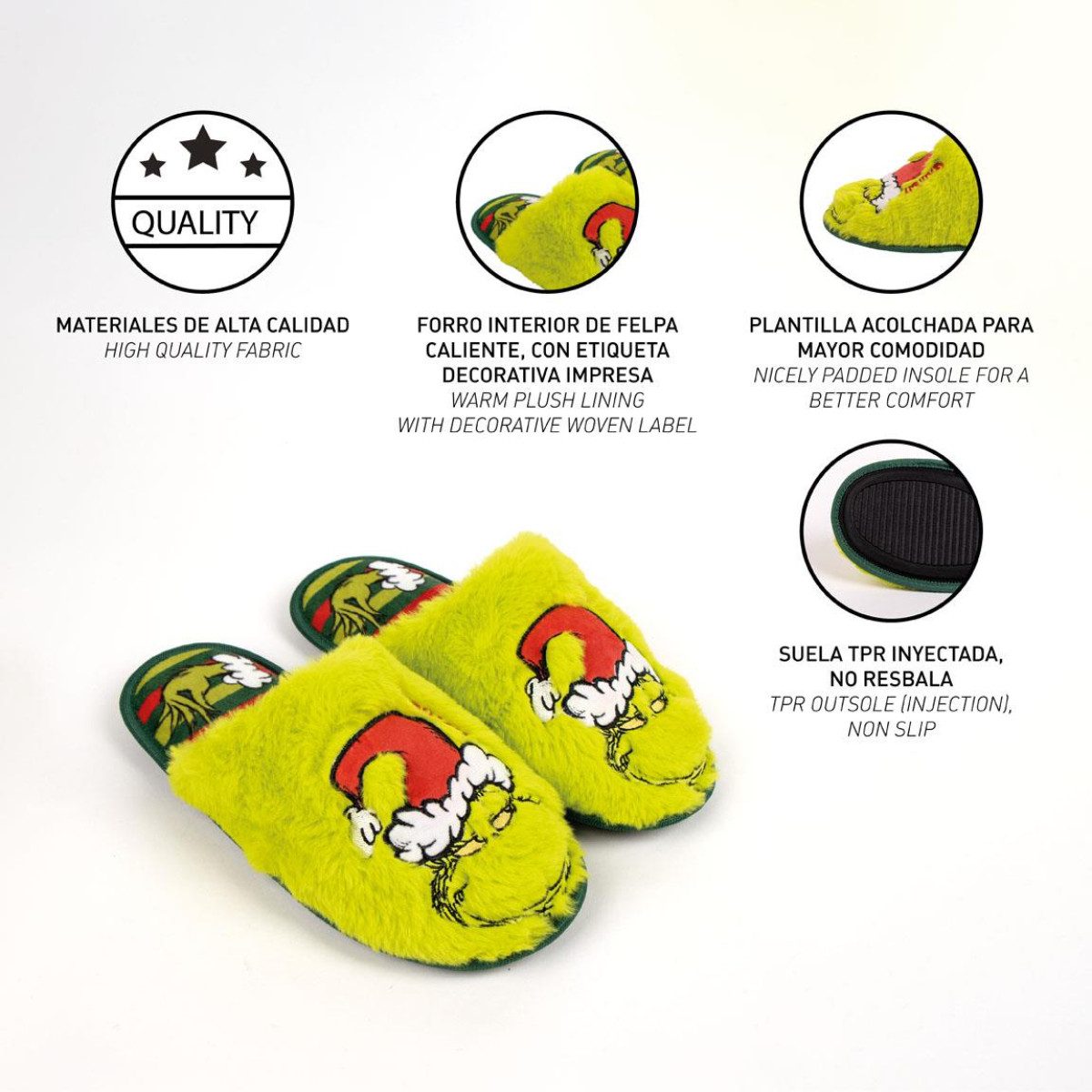 Cerda Grinch Haus Slippers Unisex offene Hausschuhe Slipper