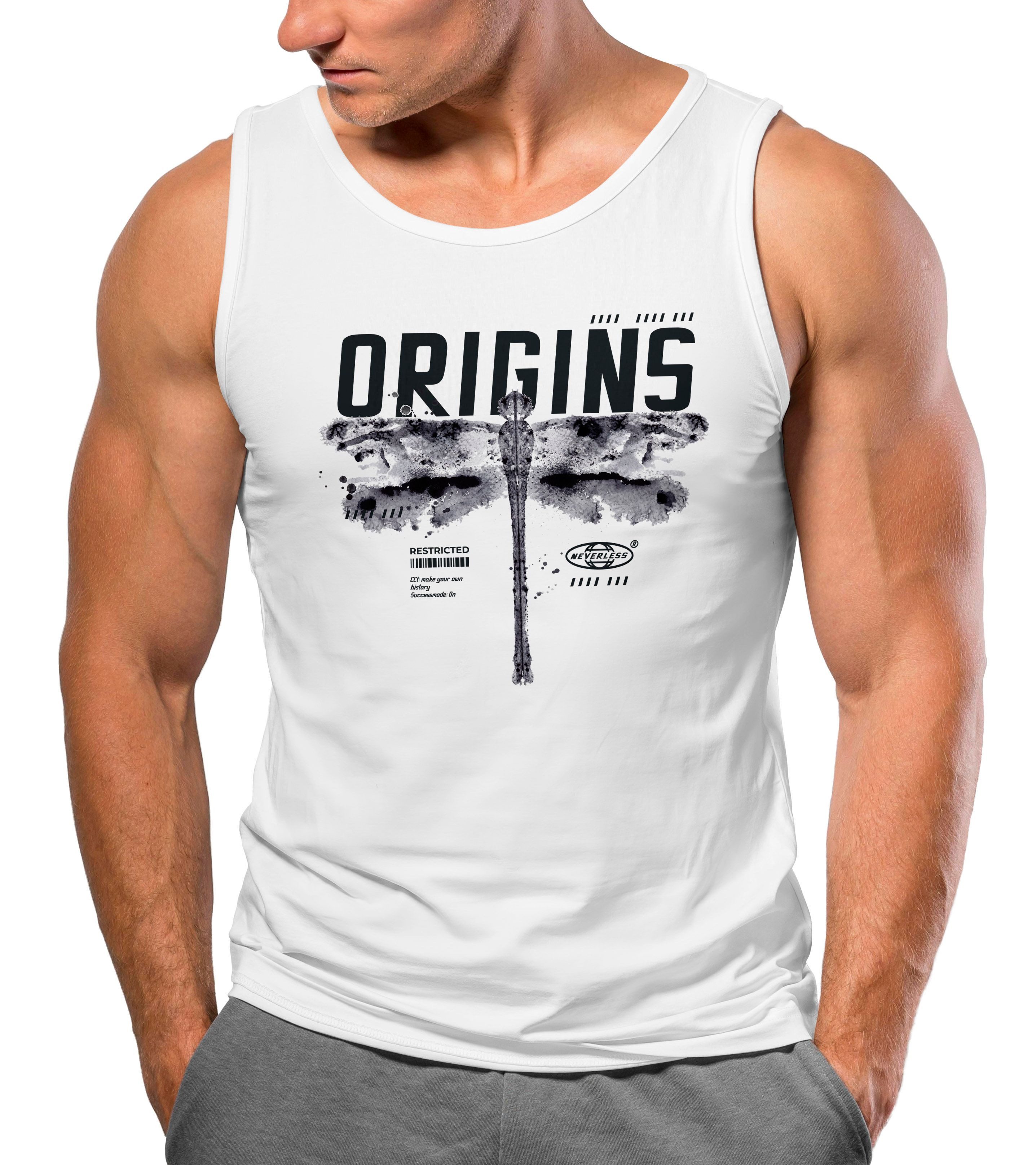Neverless Tanktop Herren Tank-Top Libelle Schmetterling günstig online kaufen