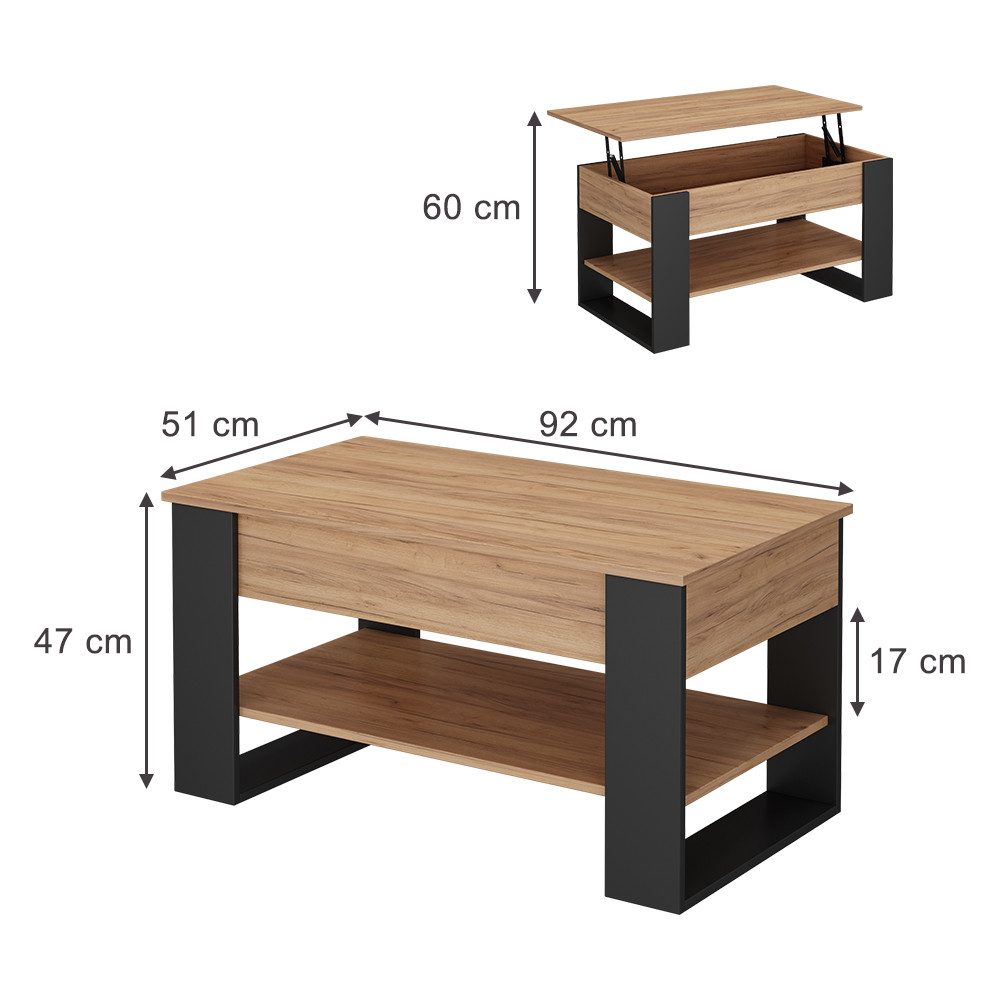 Vicco Couchtisch Lifto, Eiche/Anthrazit, 92 x günstig online kaufen