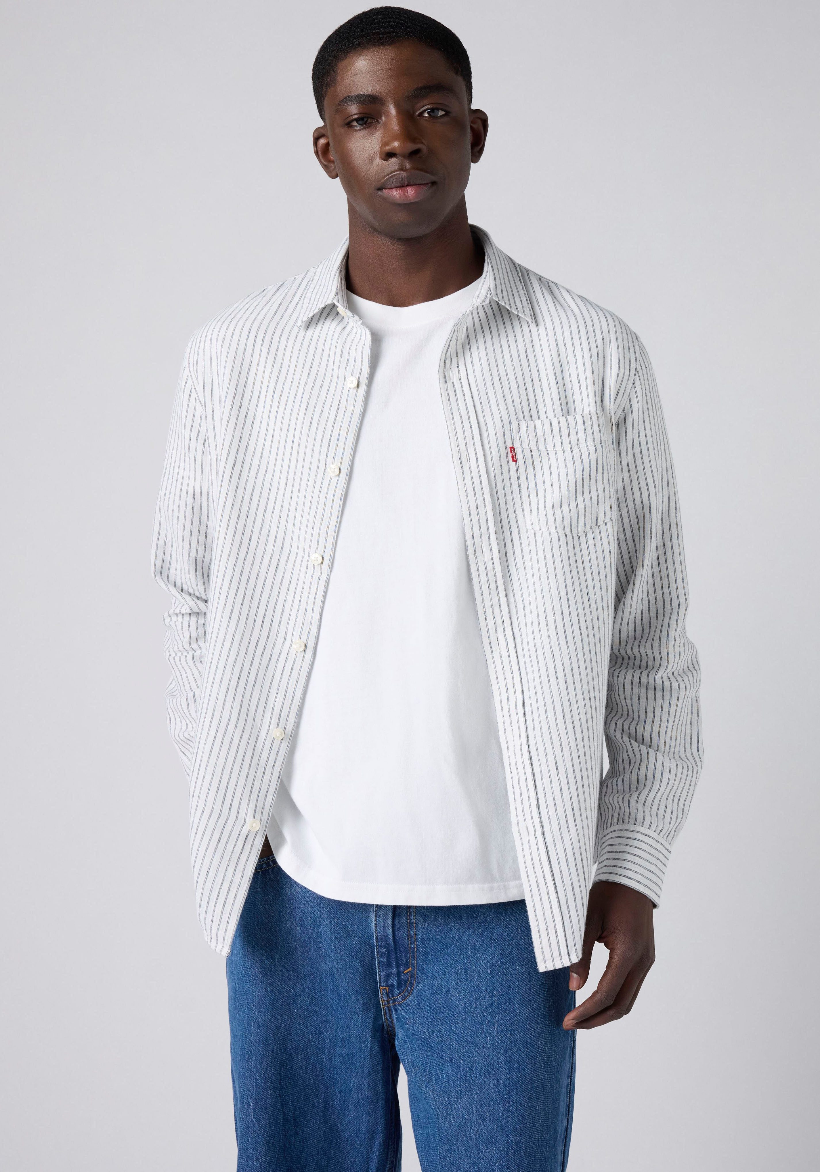 Levi's® Langarmhemd SUNSET 1 POCKET STANDARD Leinen- Struktur