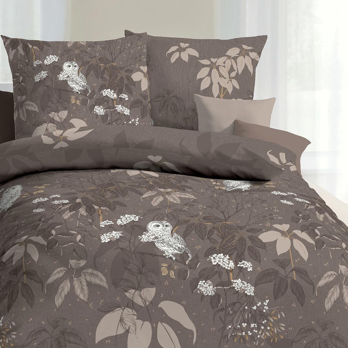 TRAUMSCHLAF Bettwäsche Schneeeule, Biber, 2 teilig, wunderbar kuschelige Bi günstig online kaufen