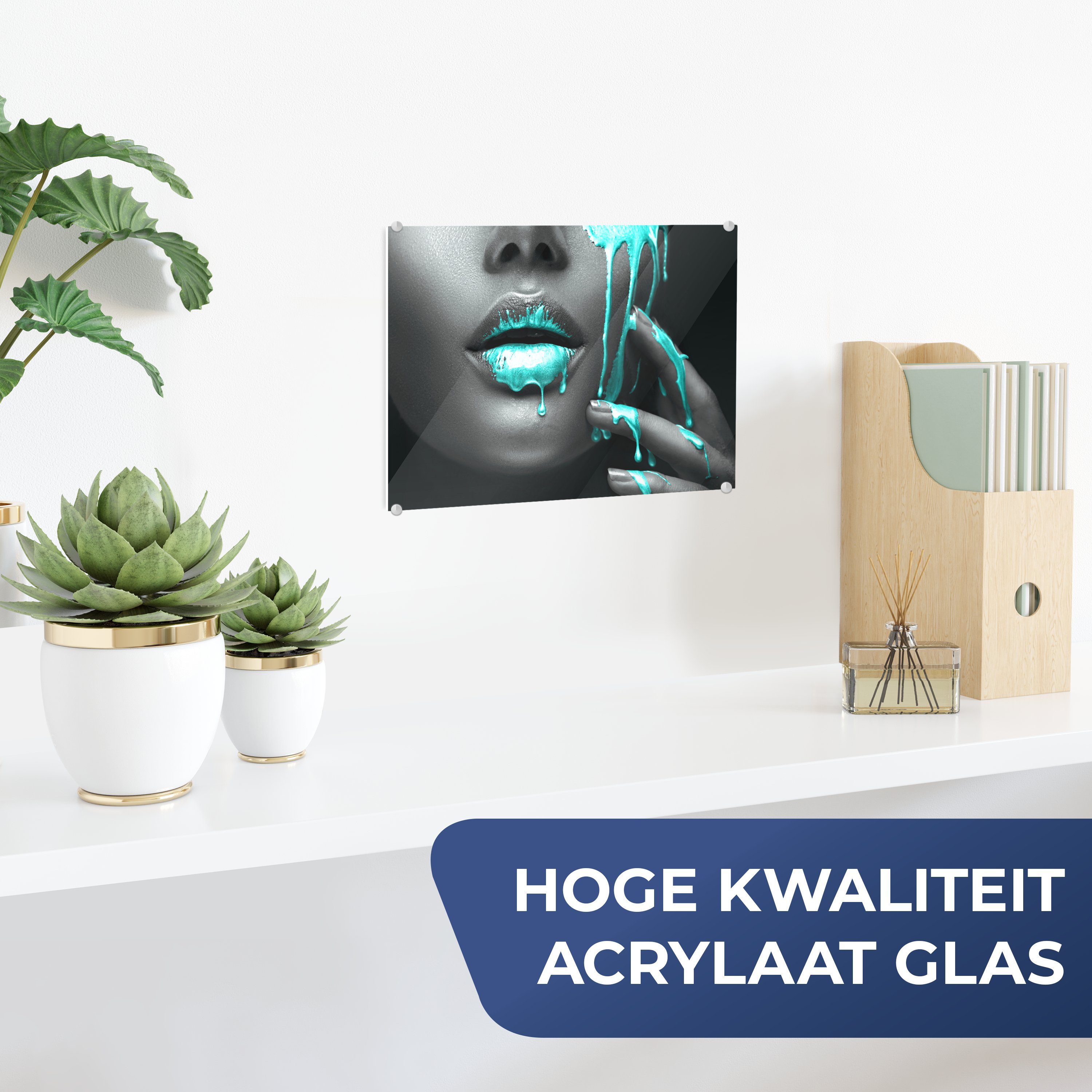 MuchoWow Acrylglasbild Lippen - Blau - günstig online kaufen