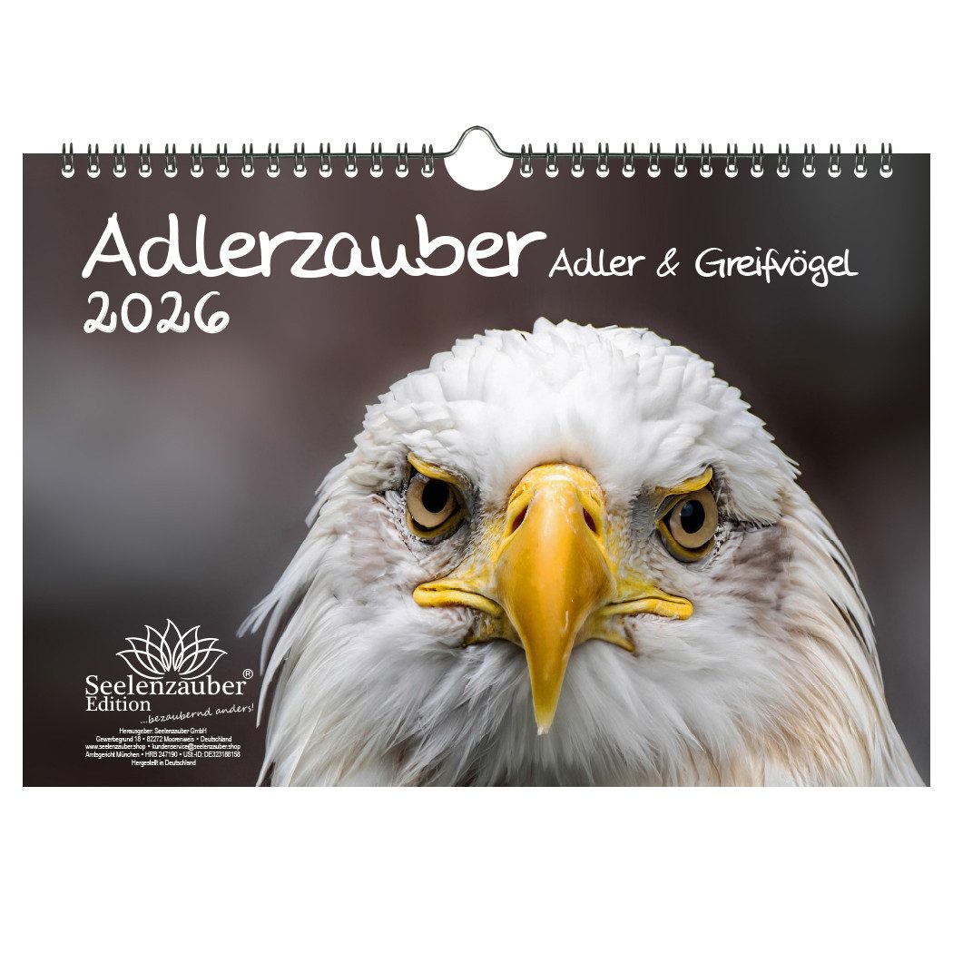 Seelenzauber Wandkalender Adlerzauber Adler & Greifvögel DIN A4 Kalender für 2026 - Seelenzauber
