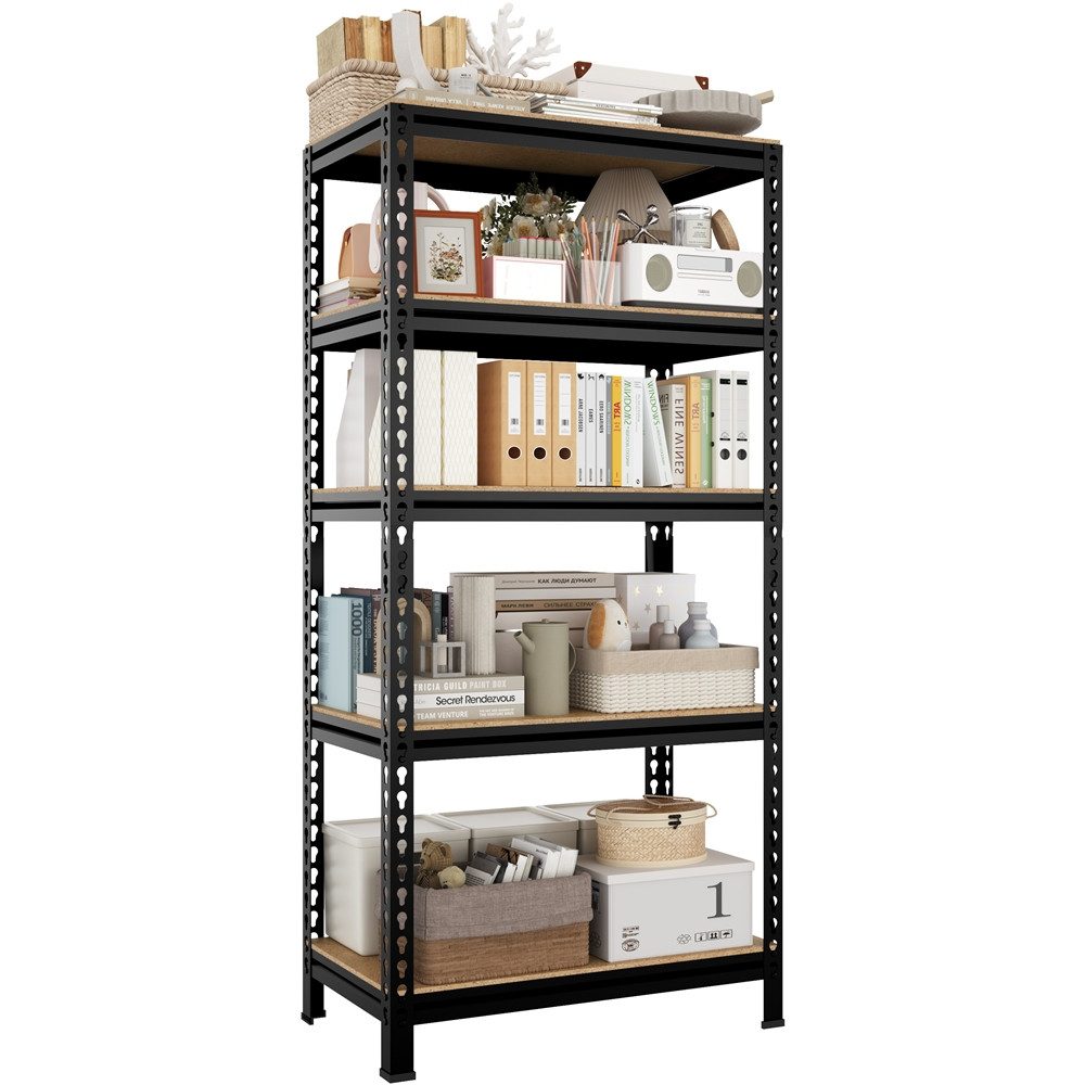 Yaheetech Schwerlastregal mit 5 Verstellbaren Ablagen, Lagerregale 70 cm breit, Kellerregal Metall