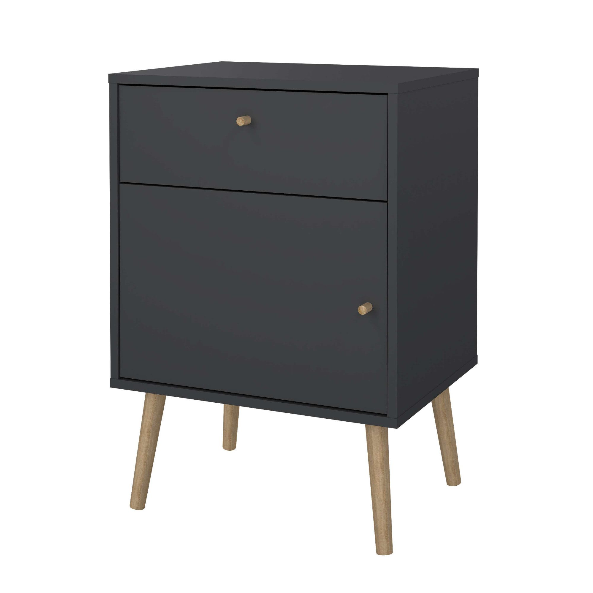 Home affaire Nachtkommode Bodo Nachttisch, Nachtschrank, Biestelltisch, 1 Tür, 1 Schublade, Beine und Griffe aus Massivholz, Breite 50 cm