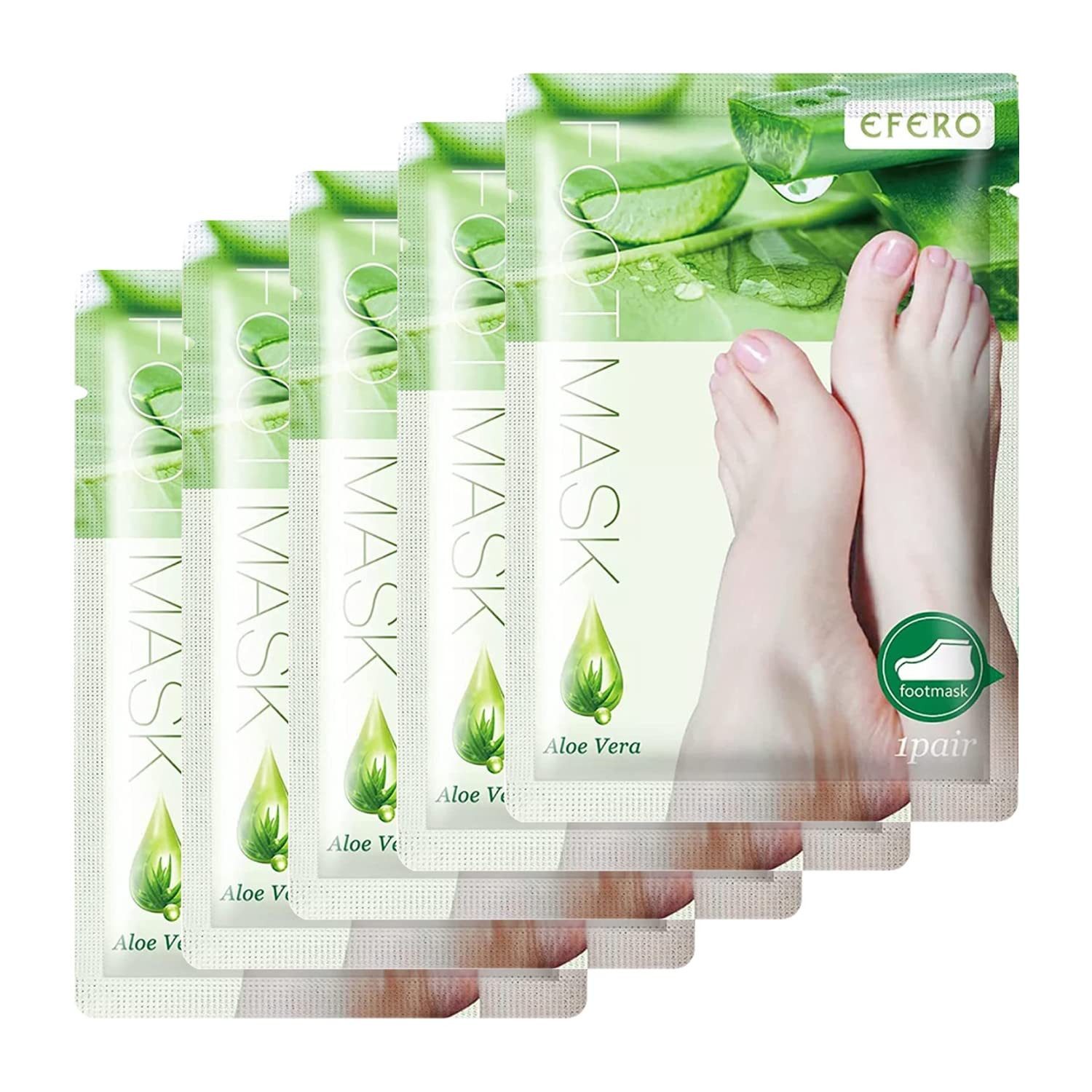 P-Beauty Cosmetic Accessories Fußmaske Hornhautentferner Fusspeeling Socken Fußpflege mit Aloe Vera, 5-tlg.