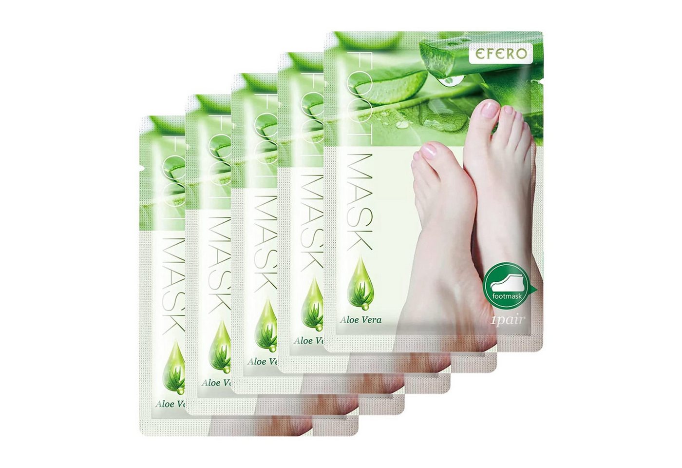 P-Beauty Cosmetic Accessories Fußmaske Hornhautentferner Fusspeeling Socken Fußpflege mit Aloe Vera, 5-tlg.