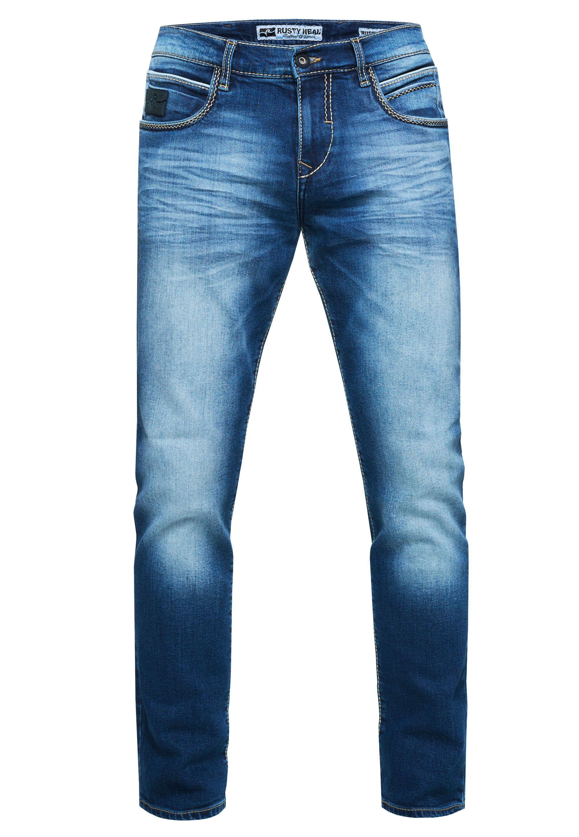 Rusty Neal Straight-Jeans TOYAMA mit coolen Kontrastnähten