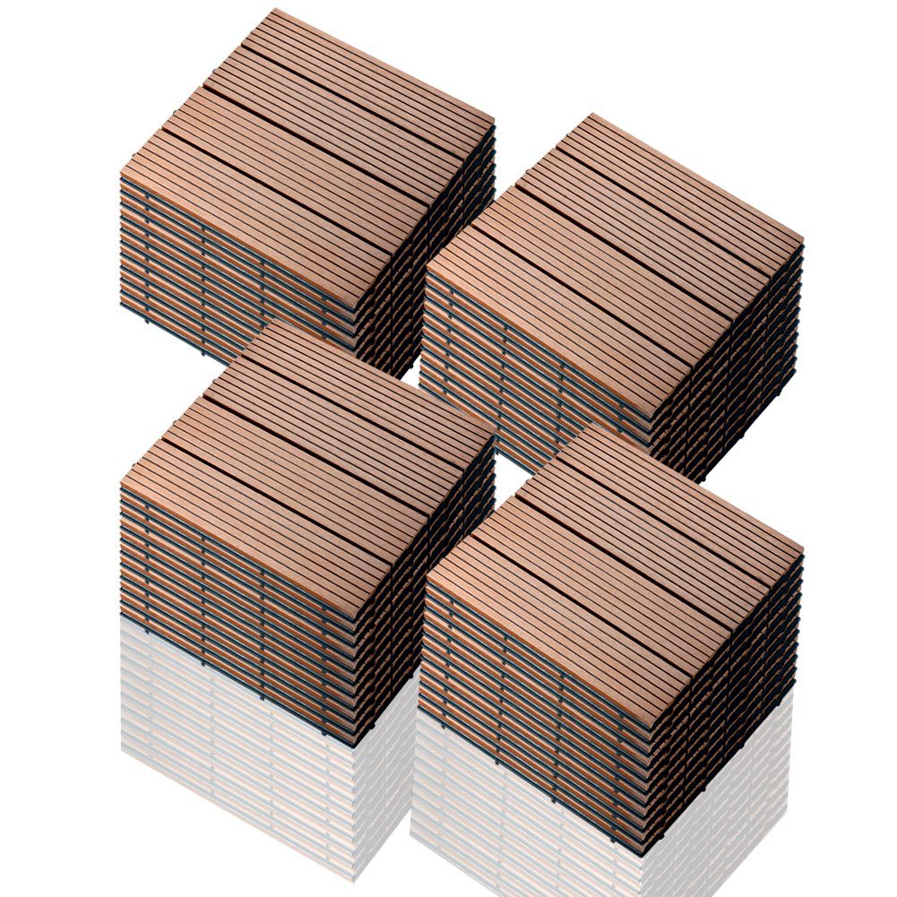 cm WPC-Fliesen Hellbraun Terrassenplatten, 30x30 WPC-Fliesen 4m² 44-St. Klickfliese euroharry