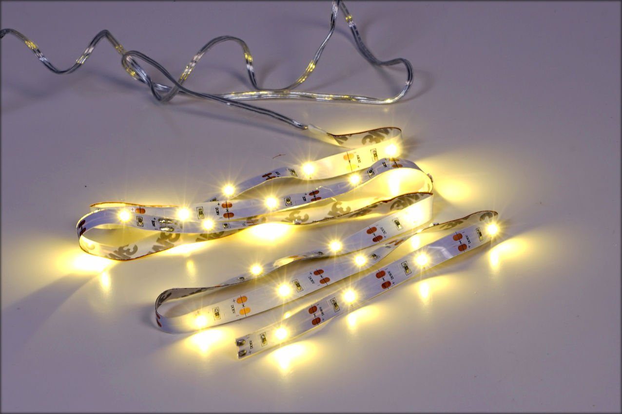 Spetebo LED-Streifen LED Stripe 1 m mit 30 LED - warm weiß, individuell kürzbarer Lichterstreifen selbstklebend warmweiß