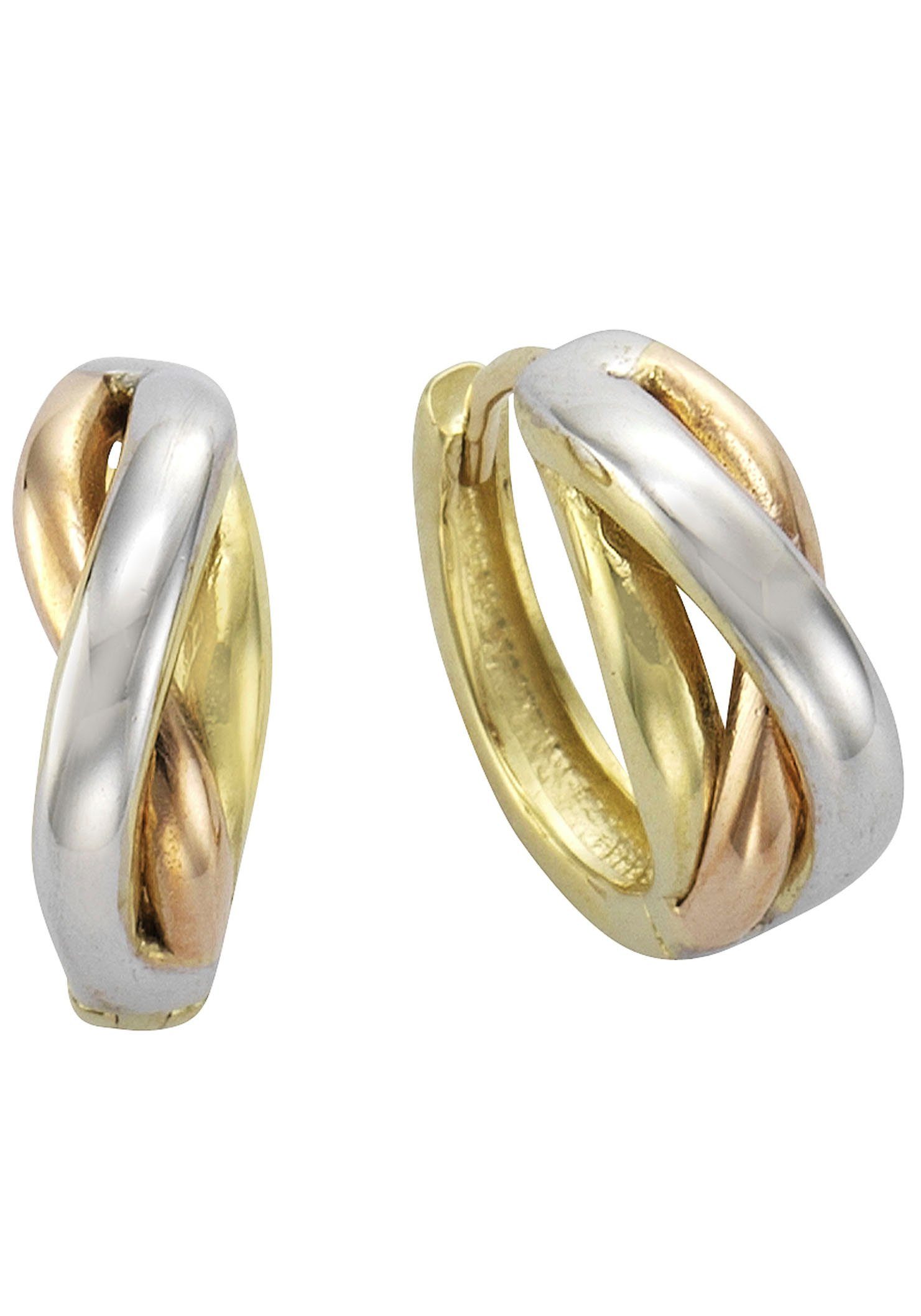 Firetti Paar Creolen Schmuck Geschenk Gold 333 tricolor