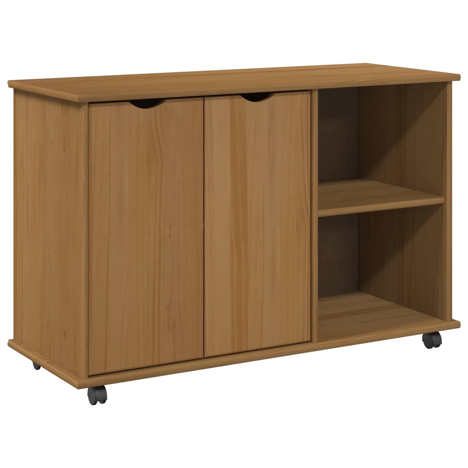 vidaXL Rollcontainer Rollschrank Honigbraun 100 x 39 x 65,5 cm Massivholz Kiefer, (1 St)