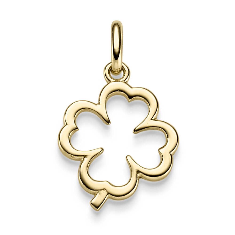 Schmuck Krone Kettenanhänger Anhänger Kleeblatt 15,5x25mm 585 Gelbgold, Gold 585
