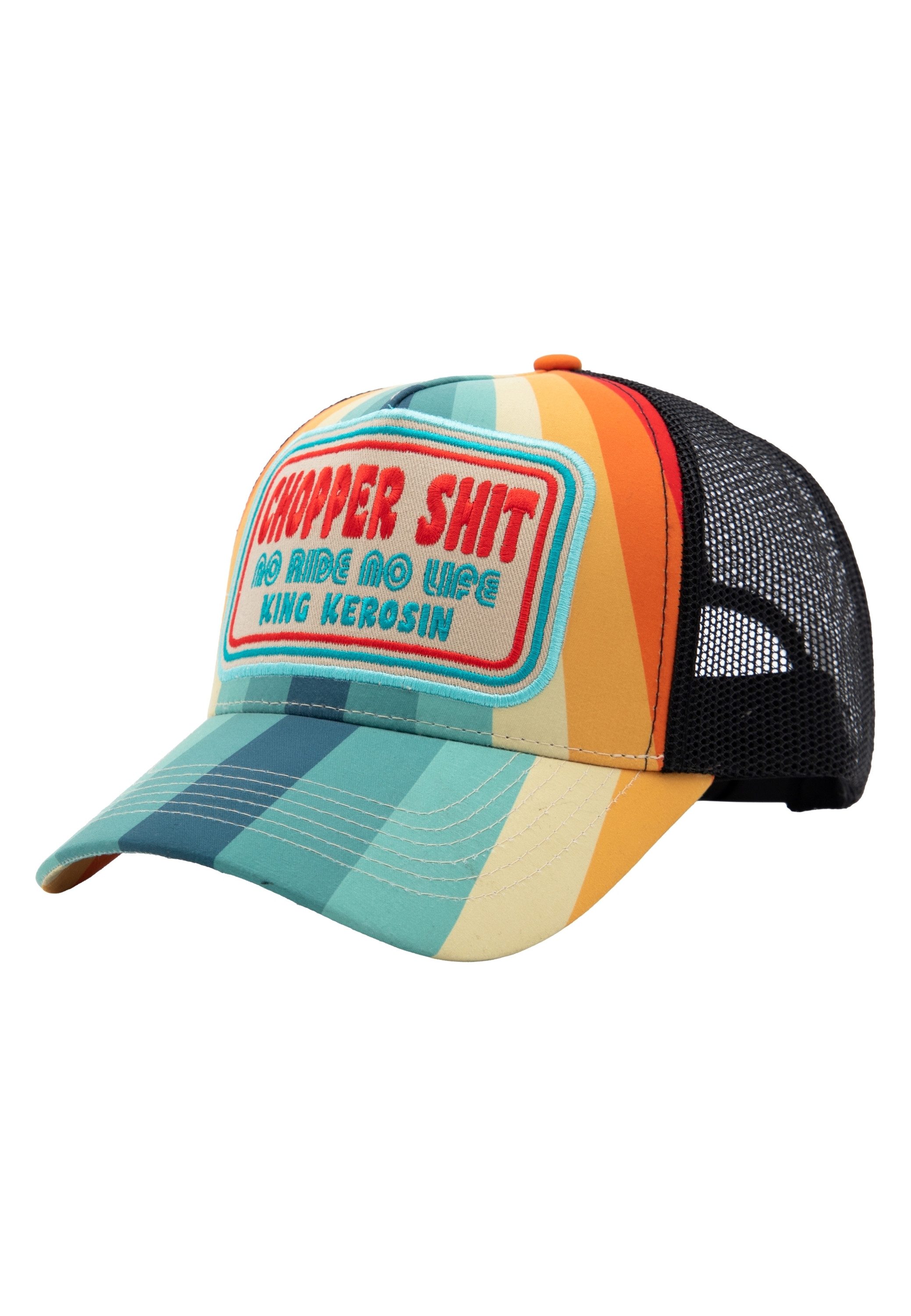 KingKerosin Trucker Cap Chopper Shit (1-St) Mehrfarbiges Streifen-Design