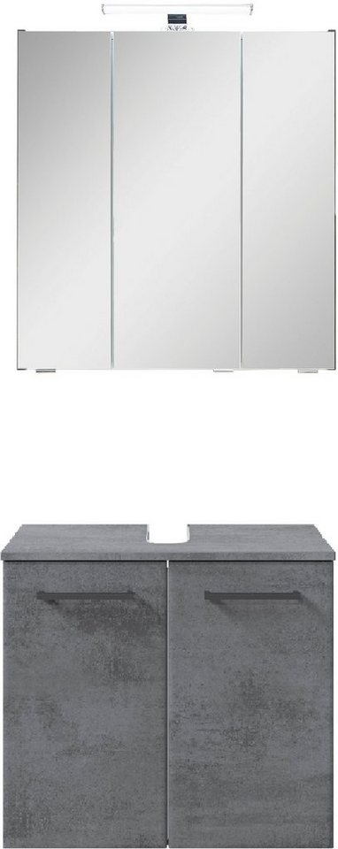 PELIPAL Badmöbel-Set Quickset 945, (2-St), Waschbeckenunterschrank,  Spiegelschrank, 2 x Griff kurz