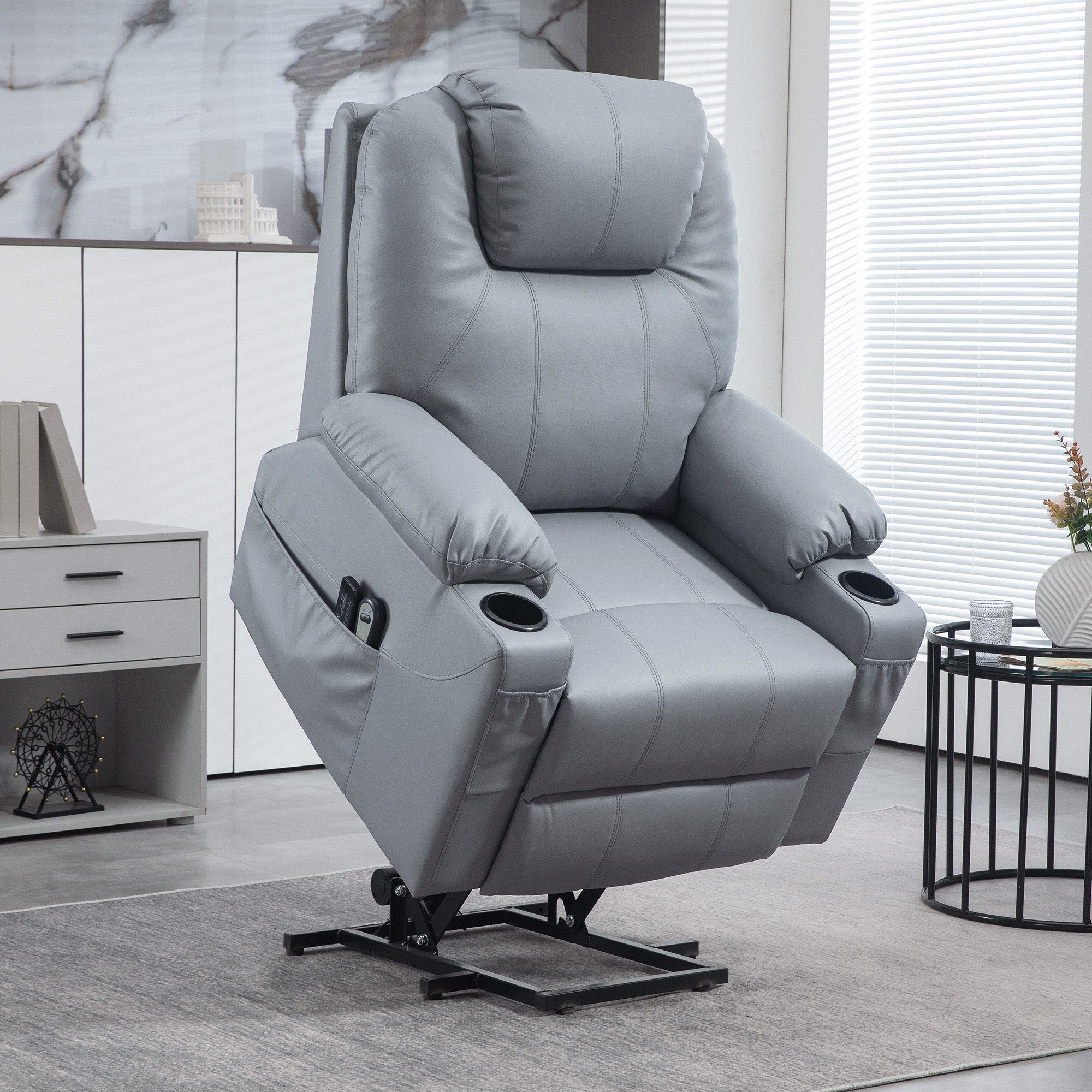 HOMCOM Massagesessel Elektrischer Aufstehsessel mit Seitentaschen günstig online kaufen