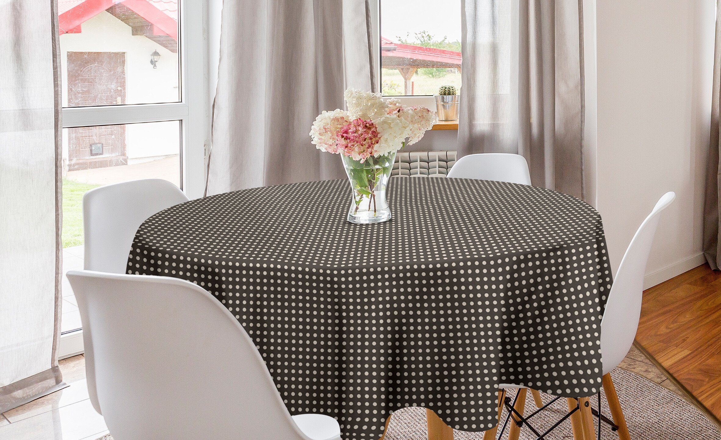 Kreis Tischdecke Dekoration, Tischdecke Abdeckung Esszimmer für Inspired Abakuhaus Küche Tupfen naturfarben Halbton
