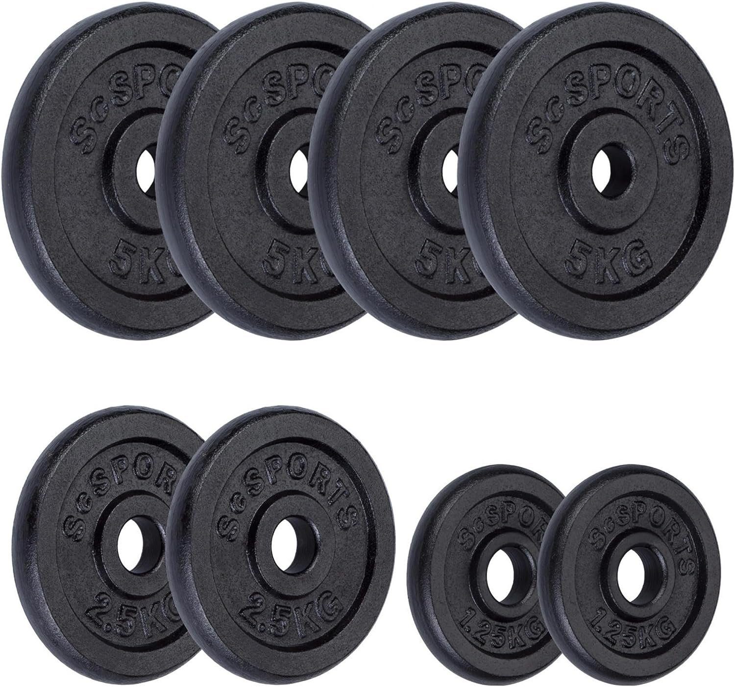 ScSPORTS® Hantelscheiben Gusseisen Gewichte, kg Gewichtsscheiben Hantelscheiben 27,5 (1-tlg) Set 30mm