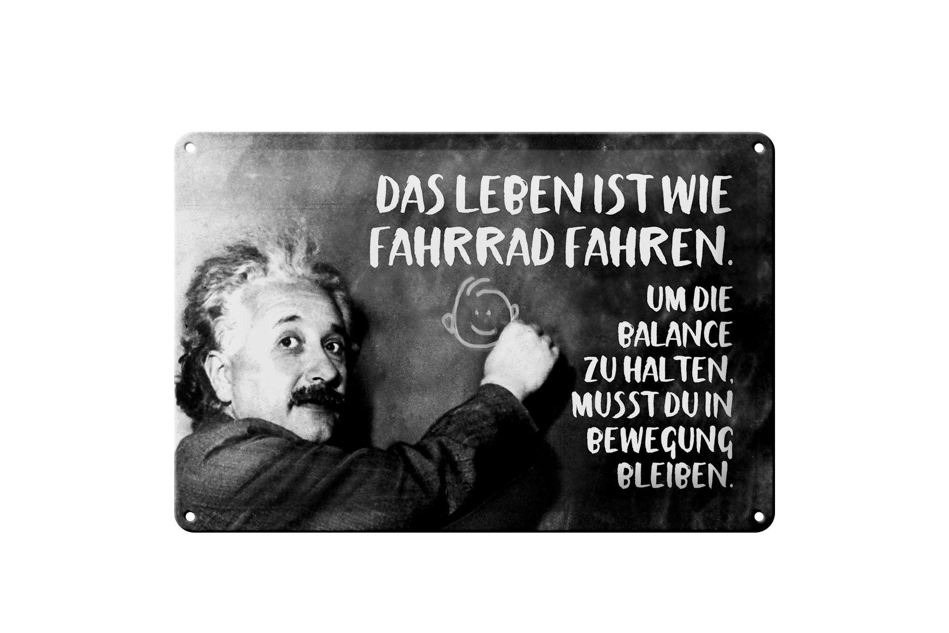 Femer GmbH Metallbild Zitat 20x30 cm Einstein Tafel Das Leben ist wie Fahrrad fahren