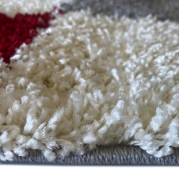 Teppich Flauschiger Shaggy-Teppich Hochflor mit Karomuster in rot grau creme, Carpetia, rechteckig, Höhe: 30 mm
